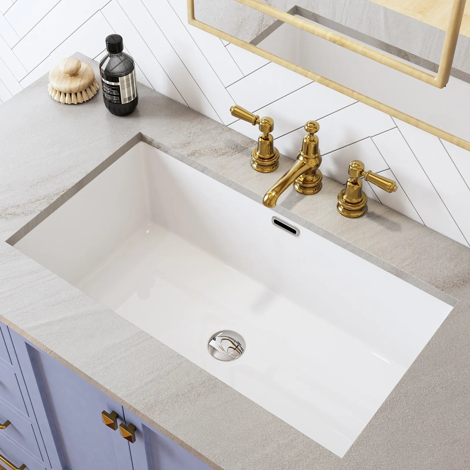 HOROW Rectangular Undermount Bathroom Sink 27 Inch Undermount Sink Model HWTP-S7040D