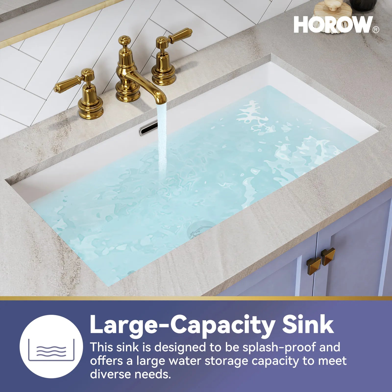 HOROW Rectangular Undermount Bathroom Sink 27 Inch Undermount Sink Model HWTP-S7040D