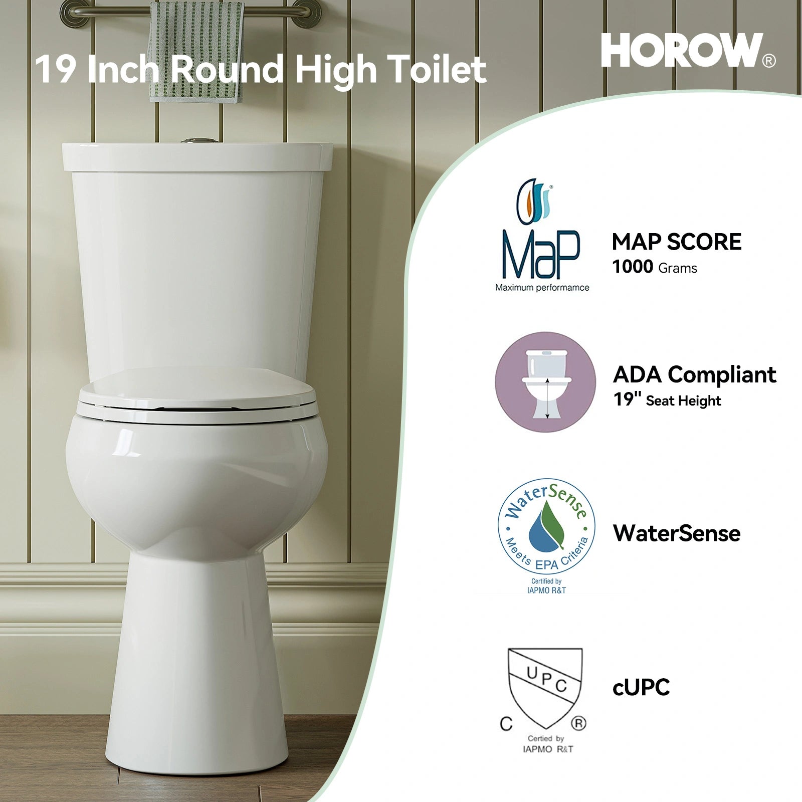 Two Piece Toilet with Dual Flush and Round Bowl Model HWTT- R02D