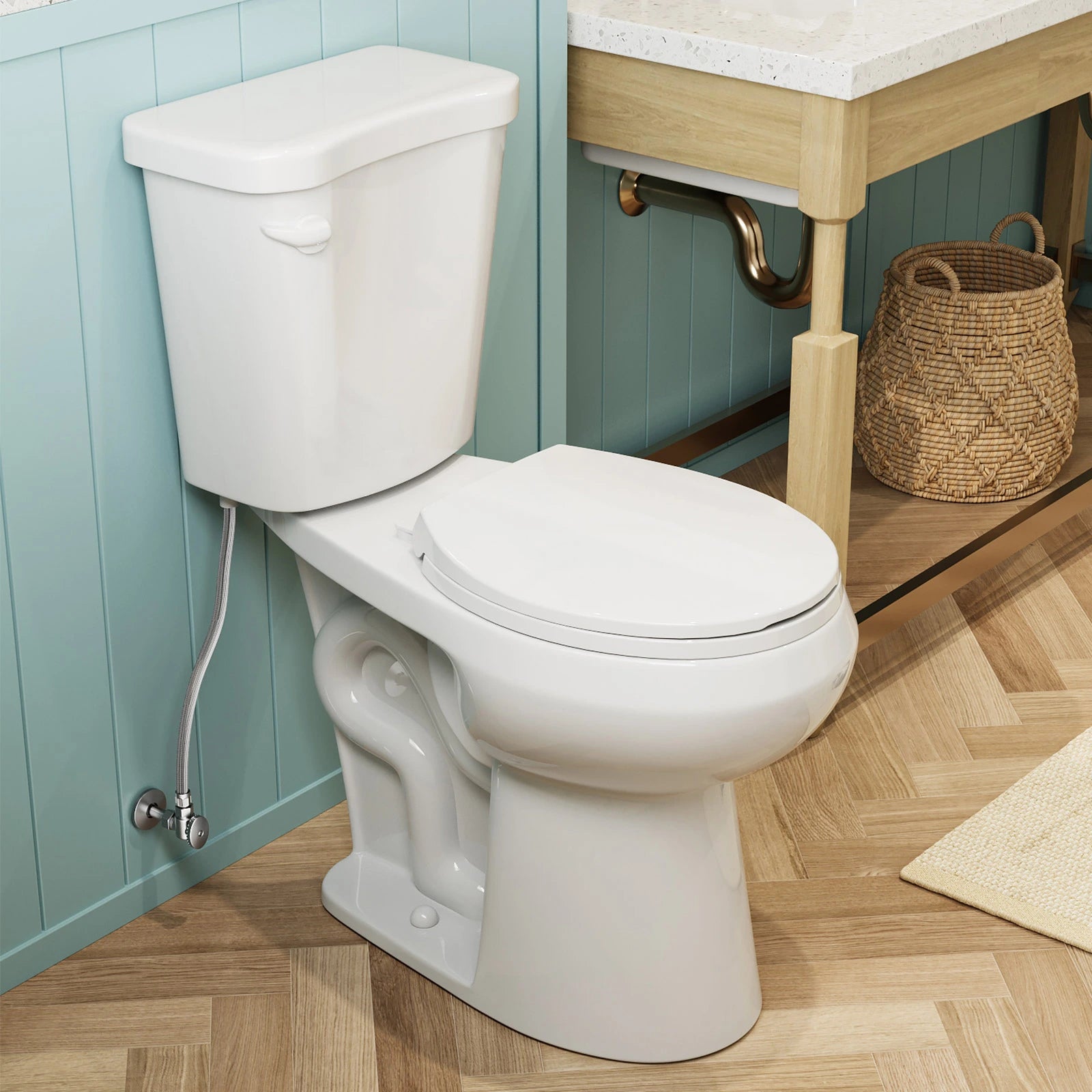 Round 2 Piece Toilet with ADA Compliant and Single Flush Model HWTT-R02S