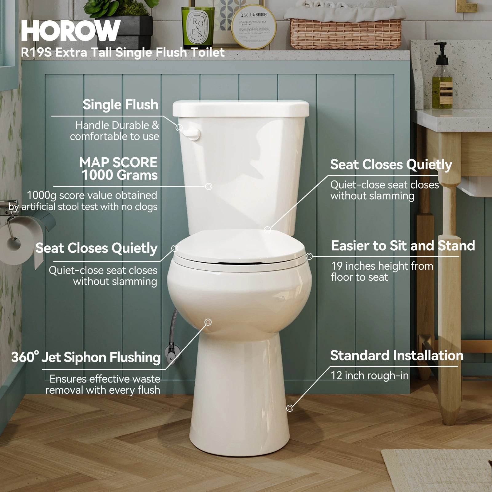 Round 2 Piece Toilet with ADA Compliant and Single Flush Model HWTT-R02S