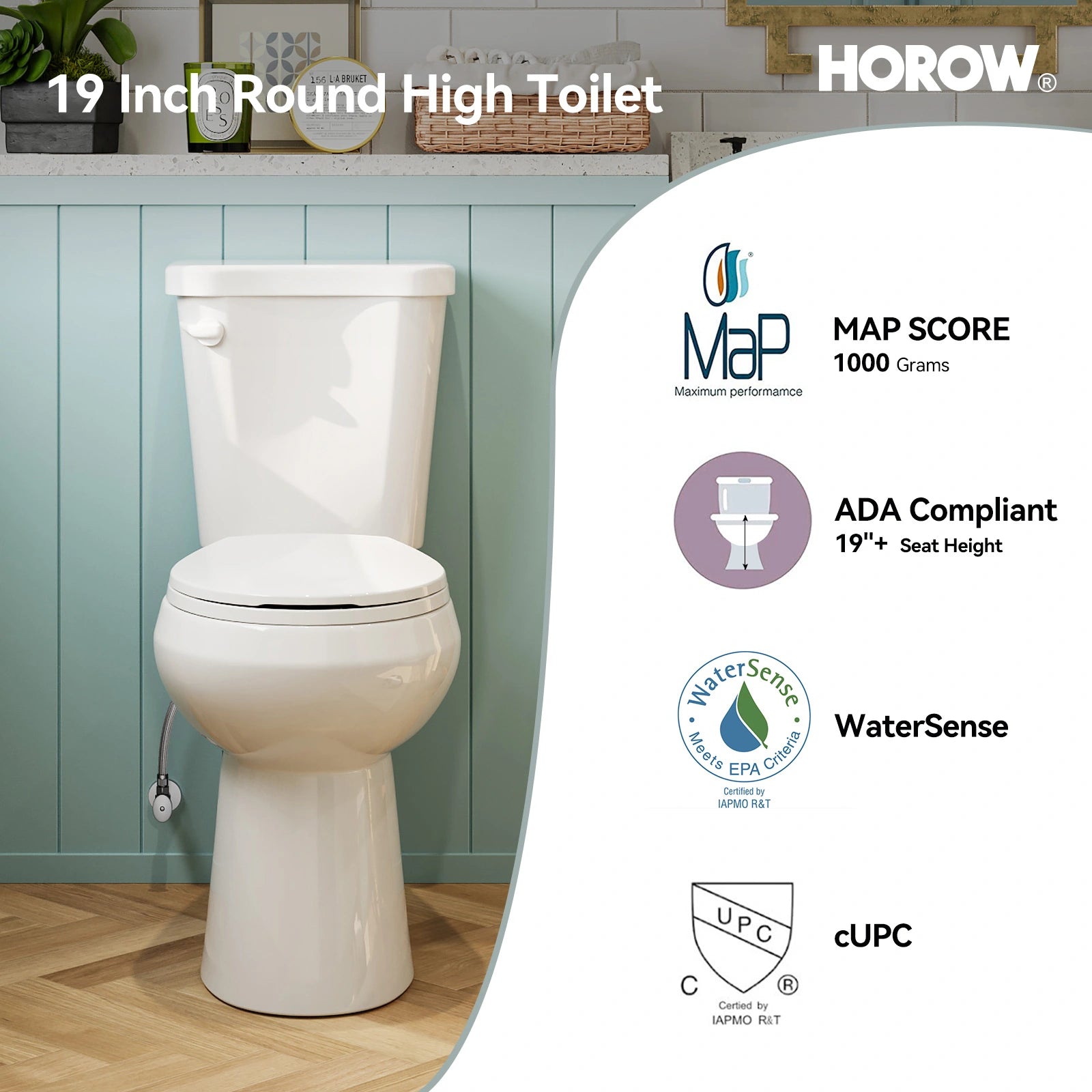 Round 2 Piece Toilet with ADA Compliant and Single Flush Model HWTT-R02S