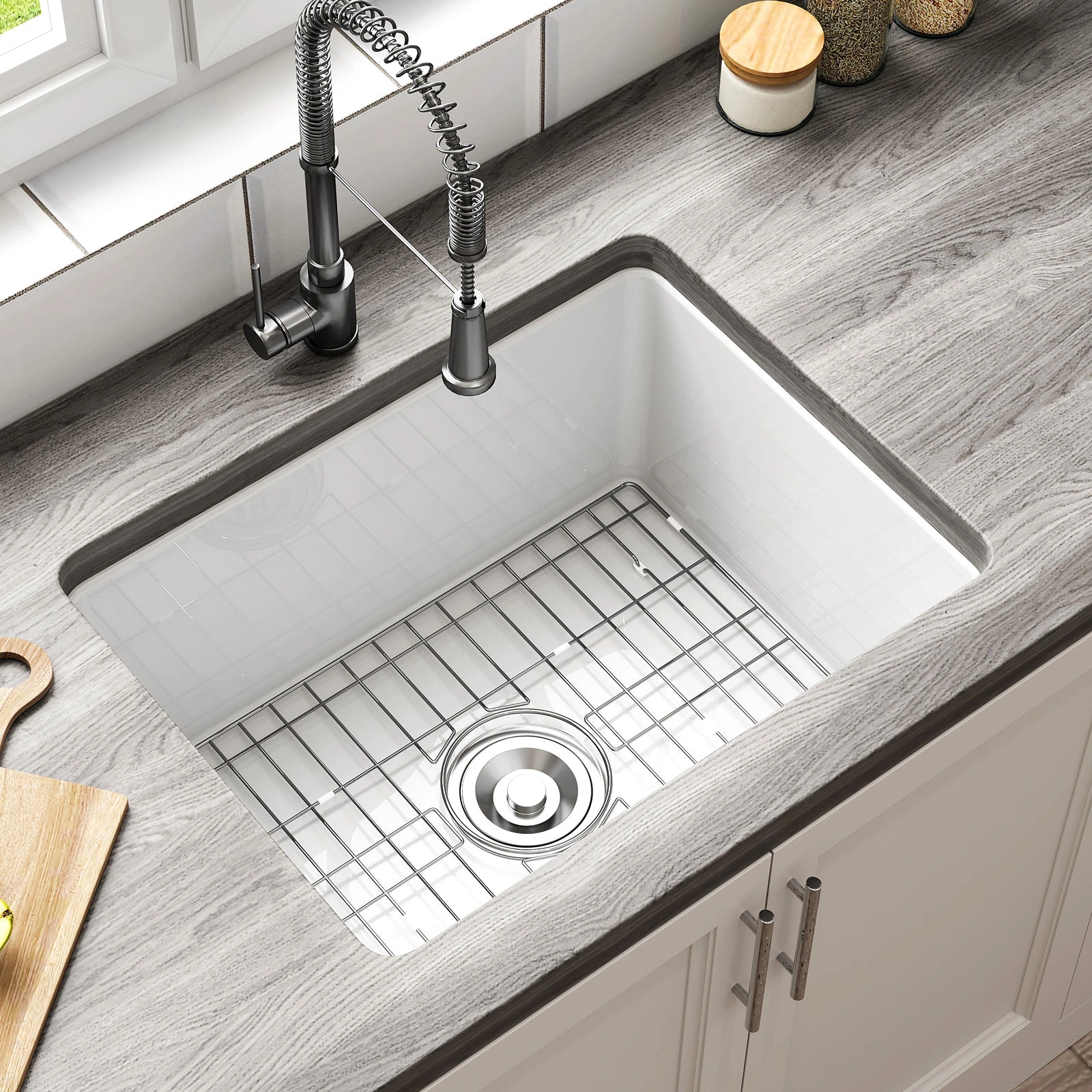 24 Inch Kitchen Sink with Dual Mount and Stain Resistant Model S2419W