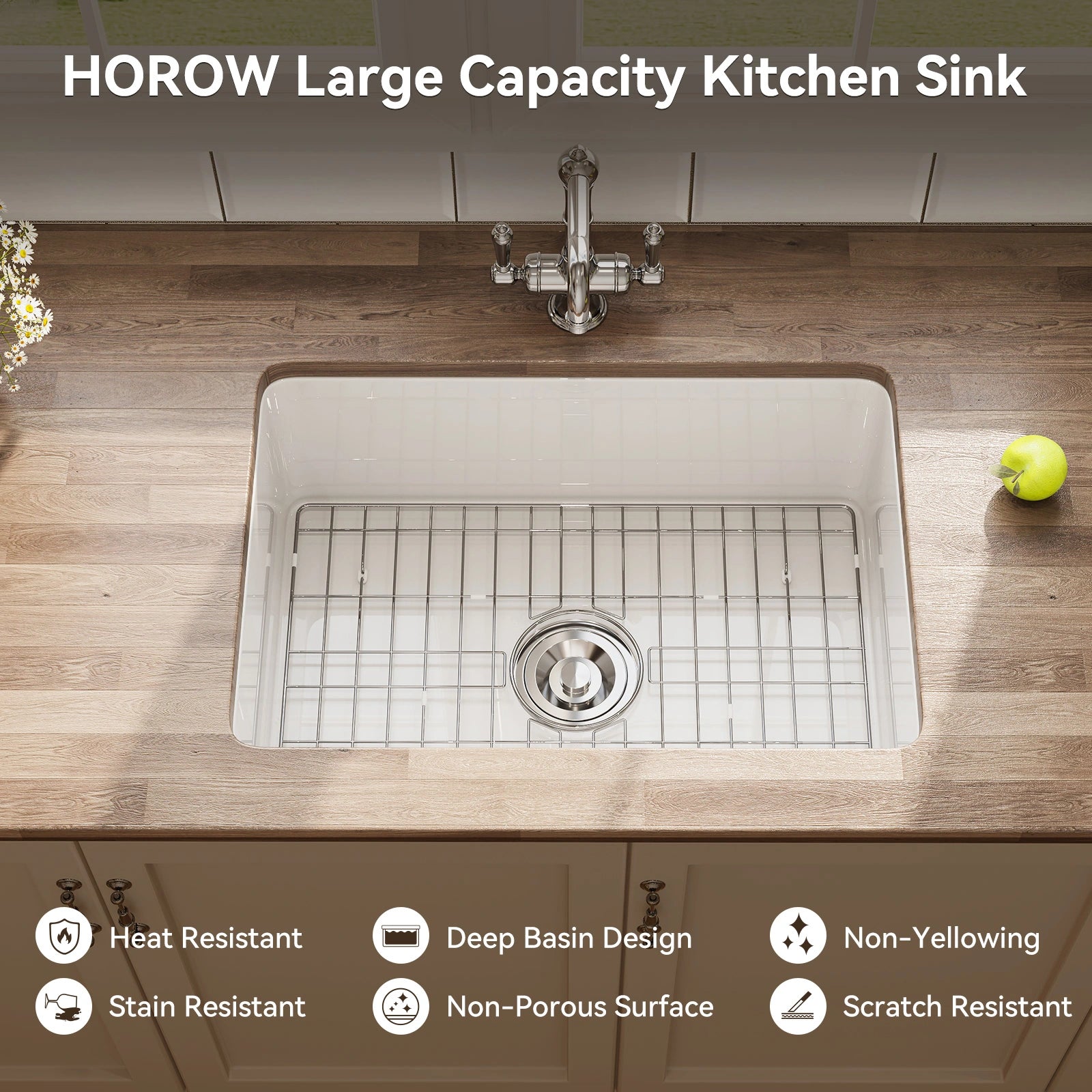 27 Inch Dual Mount Kitchen Sink with Refractory Clay Model S2719W