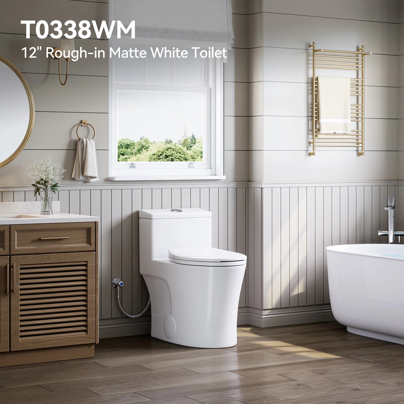 Matte White Toilet with ADA Compliant for 12 Inch Rough In Model T0338WM