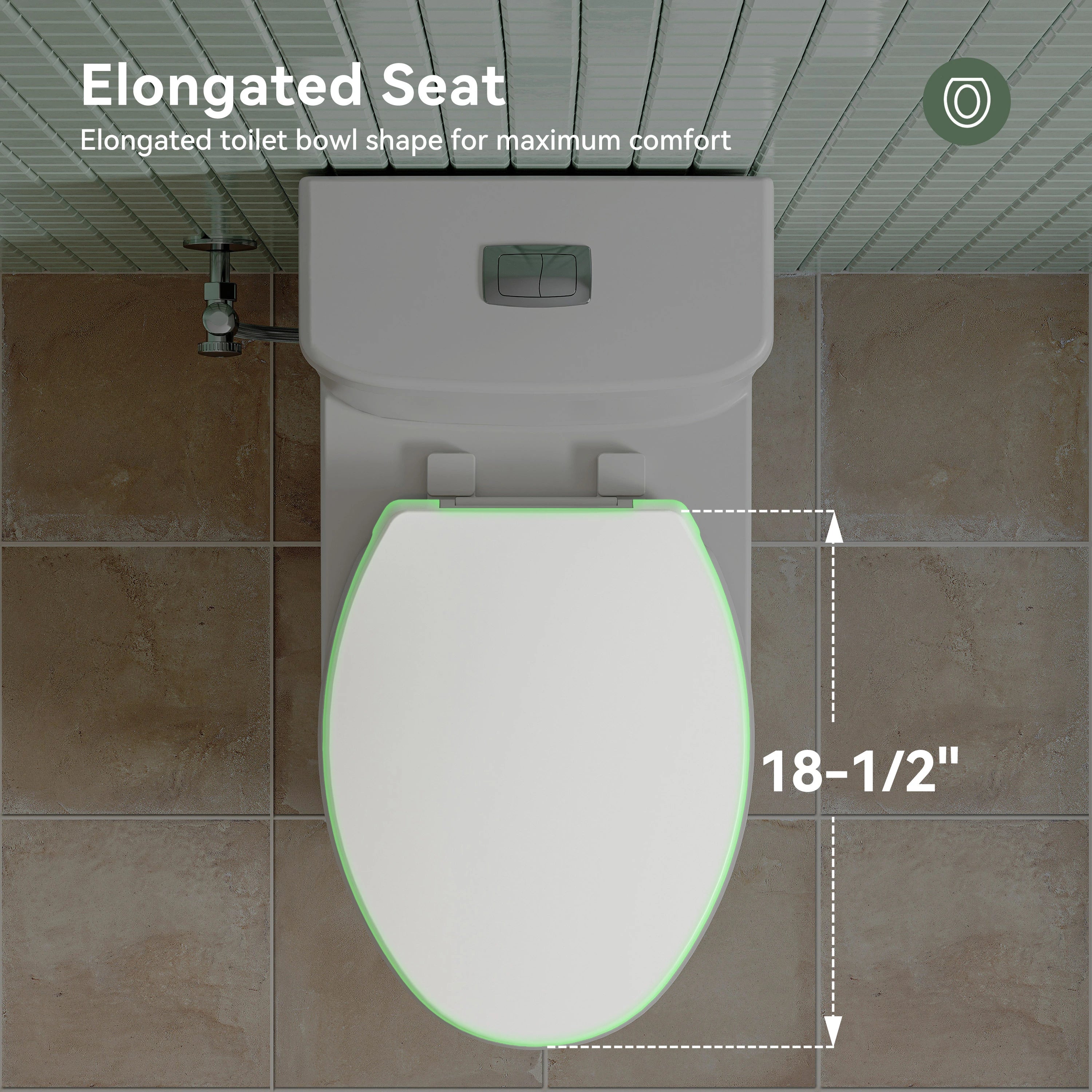 Elongated toilet with Chrome Button and ADA Compliant Model T0351W