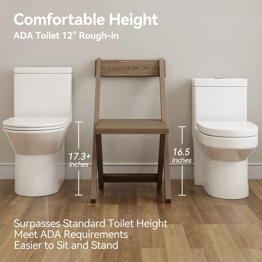 T0355W One Piece Toilet with ADA and Comfort Chair Seat for 12 Inch Rough In