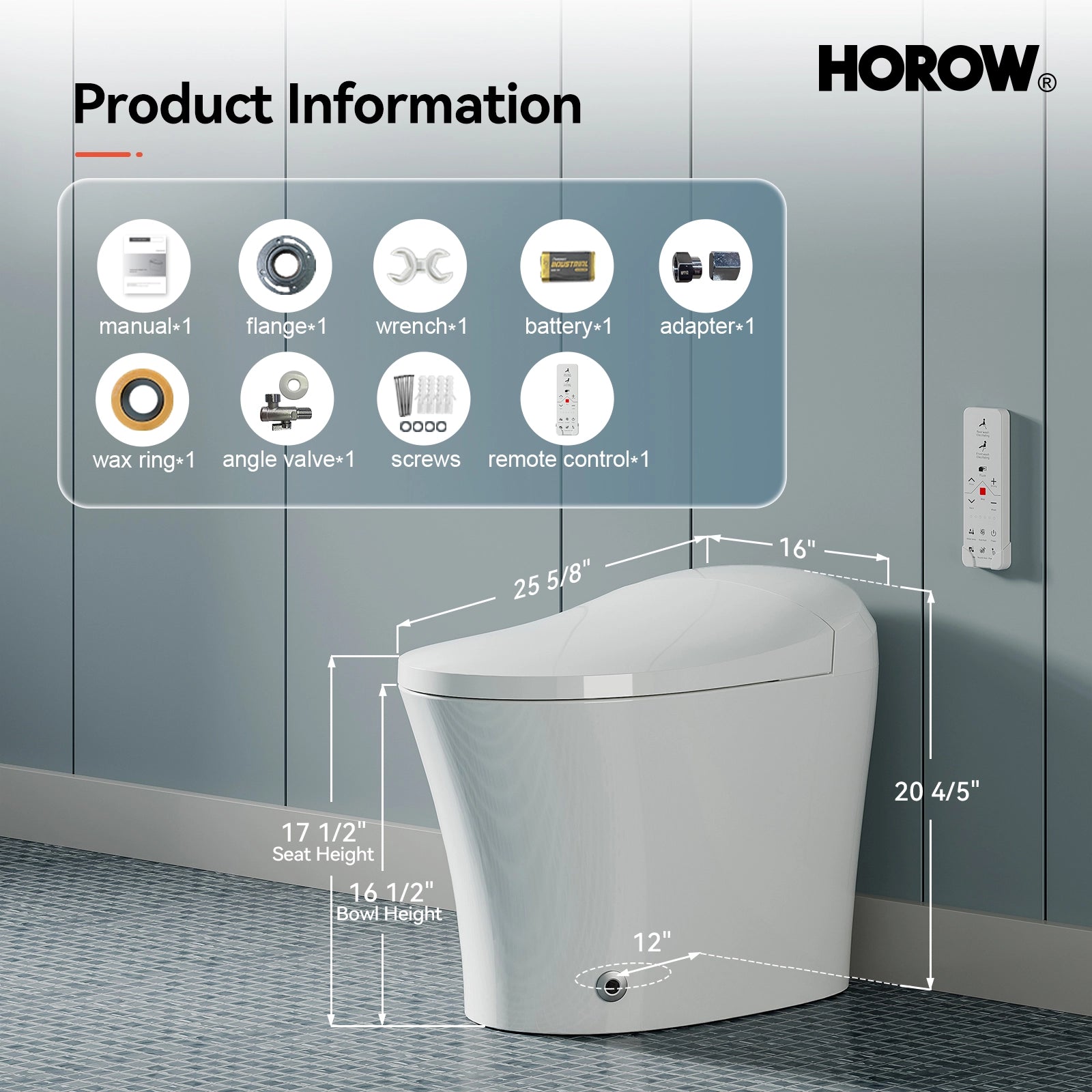 HOROW Toilet with Bidet and ADA Model T16A