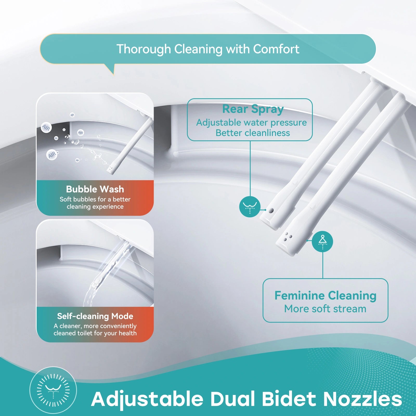 Bidet Toilet with Non electric Seat for 12 Inch Rough in Model T30