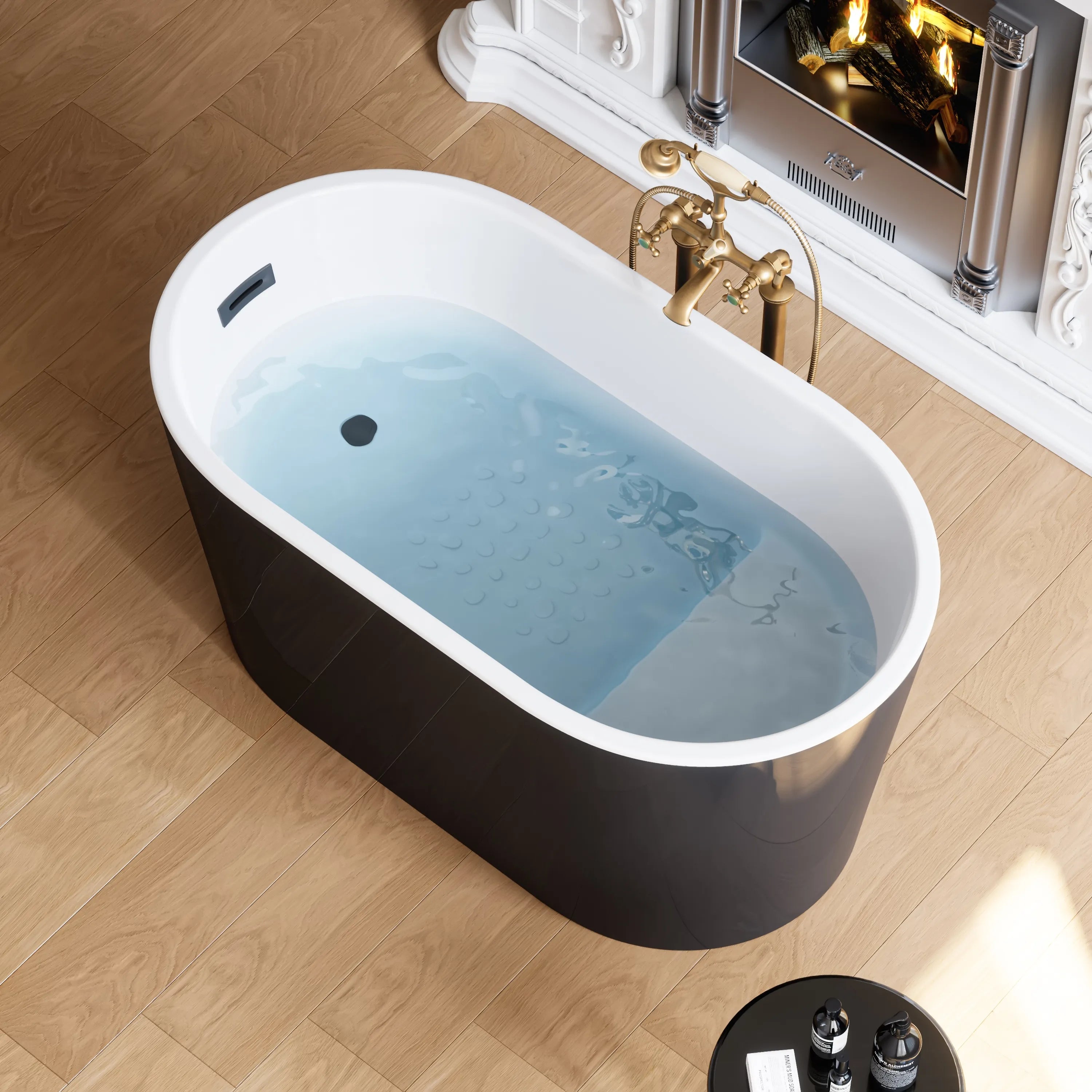 Black Acrylic Bathtub with Overflow and Left Drain Model TU47B