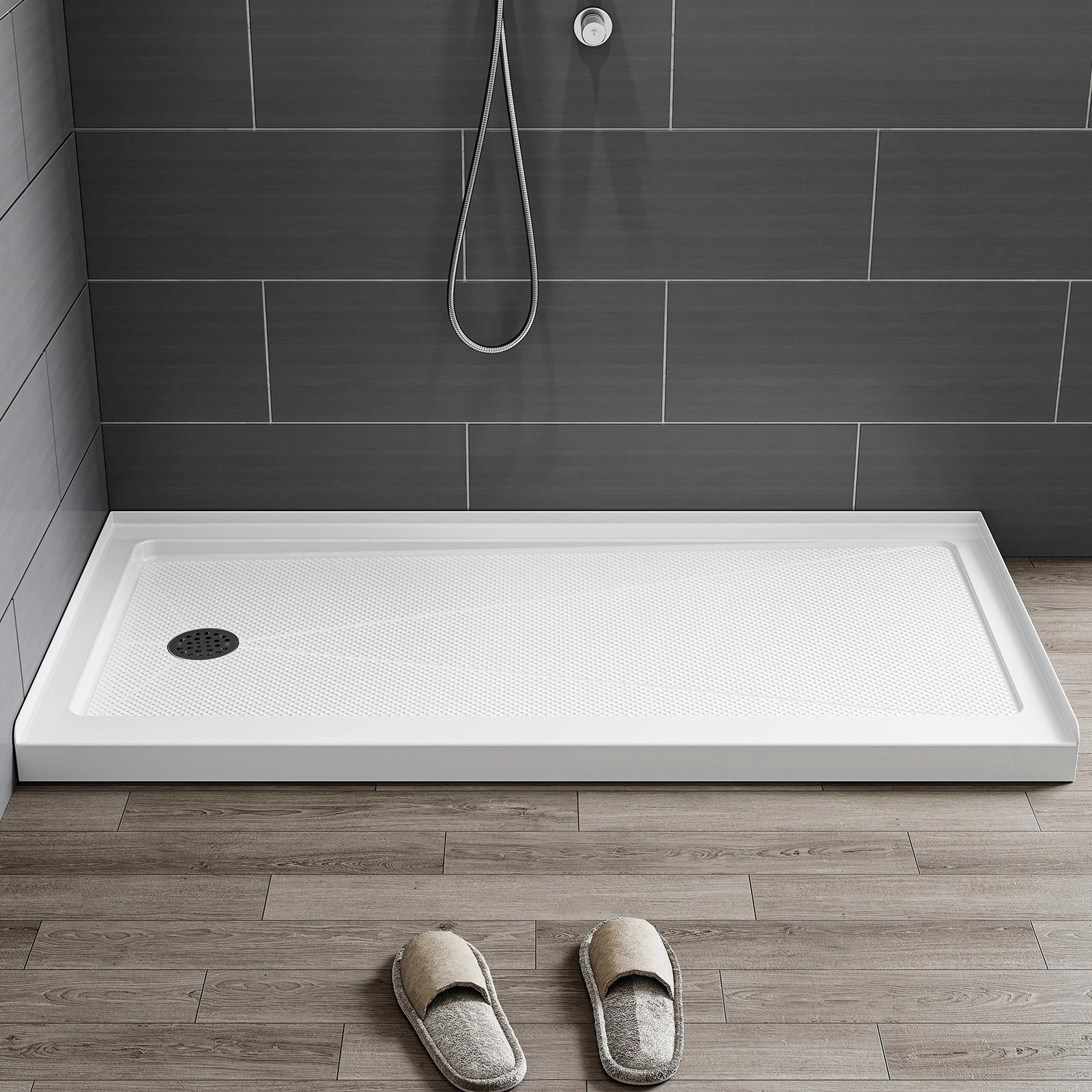 HOROW 60 Inch Acrylic Shower Base with Left Drain BS6030-MB-L