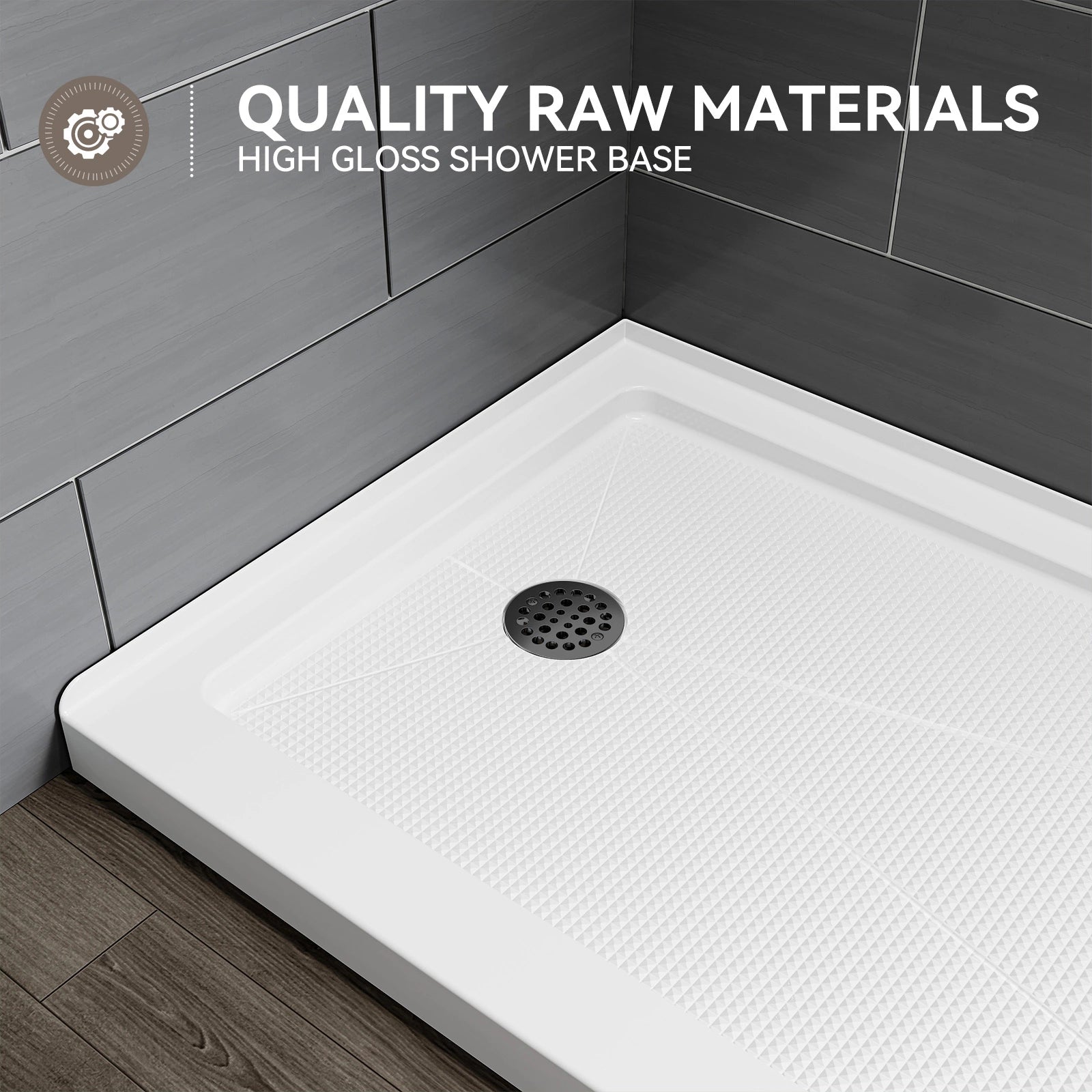 HOROW 60 Inch Acrylic Shower Base with Left Drain BS6030-MB-L