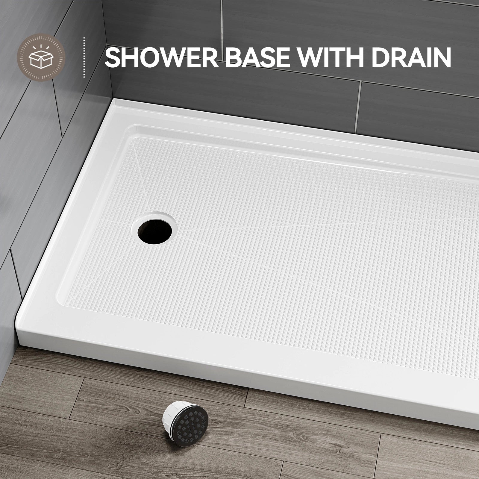 HOROW 60 Inch Acrylic Shower Base with Left Drain BS6030-MB-L