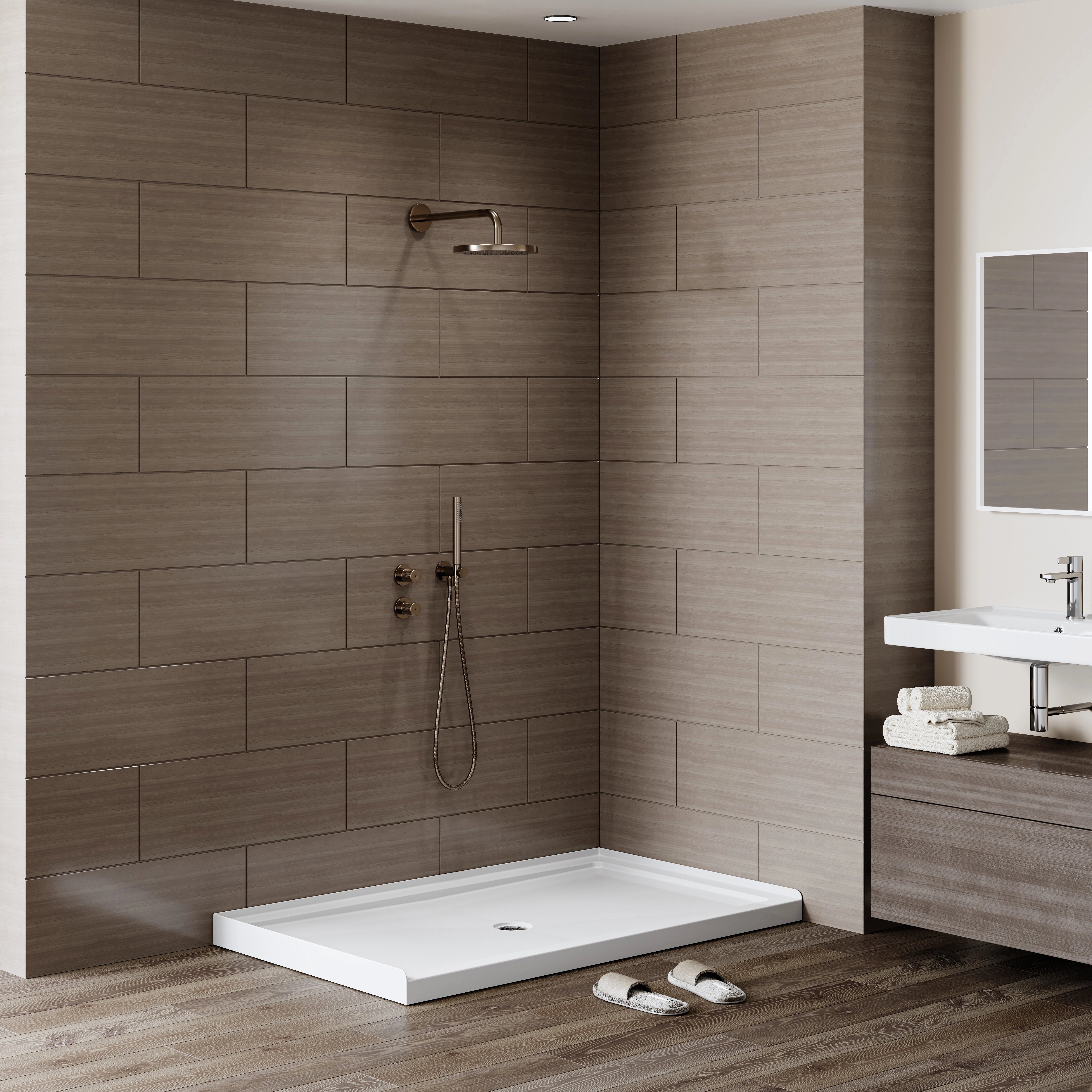 Chrome Acrylic Shower Pan with Center Drain Model BS6036-CH