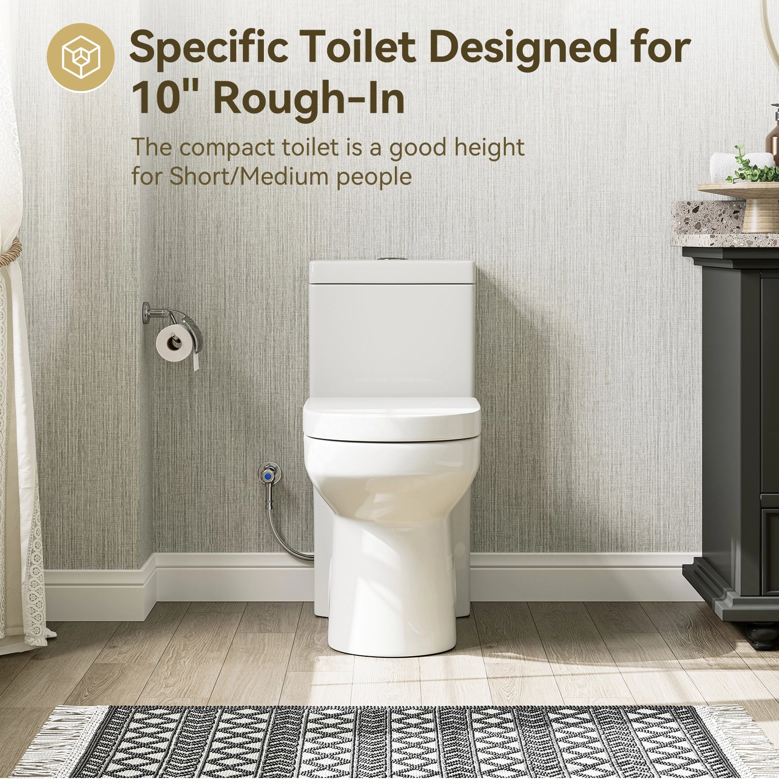 HOROW Small Toilet 1.28 GPF 10 Inch Rough In Toilet Model 8733-10