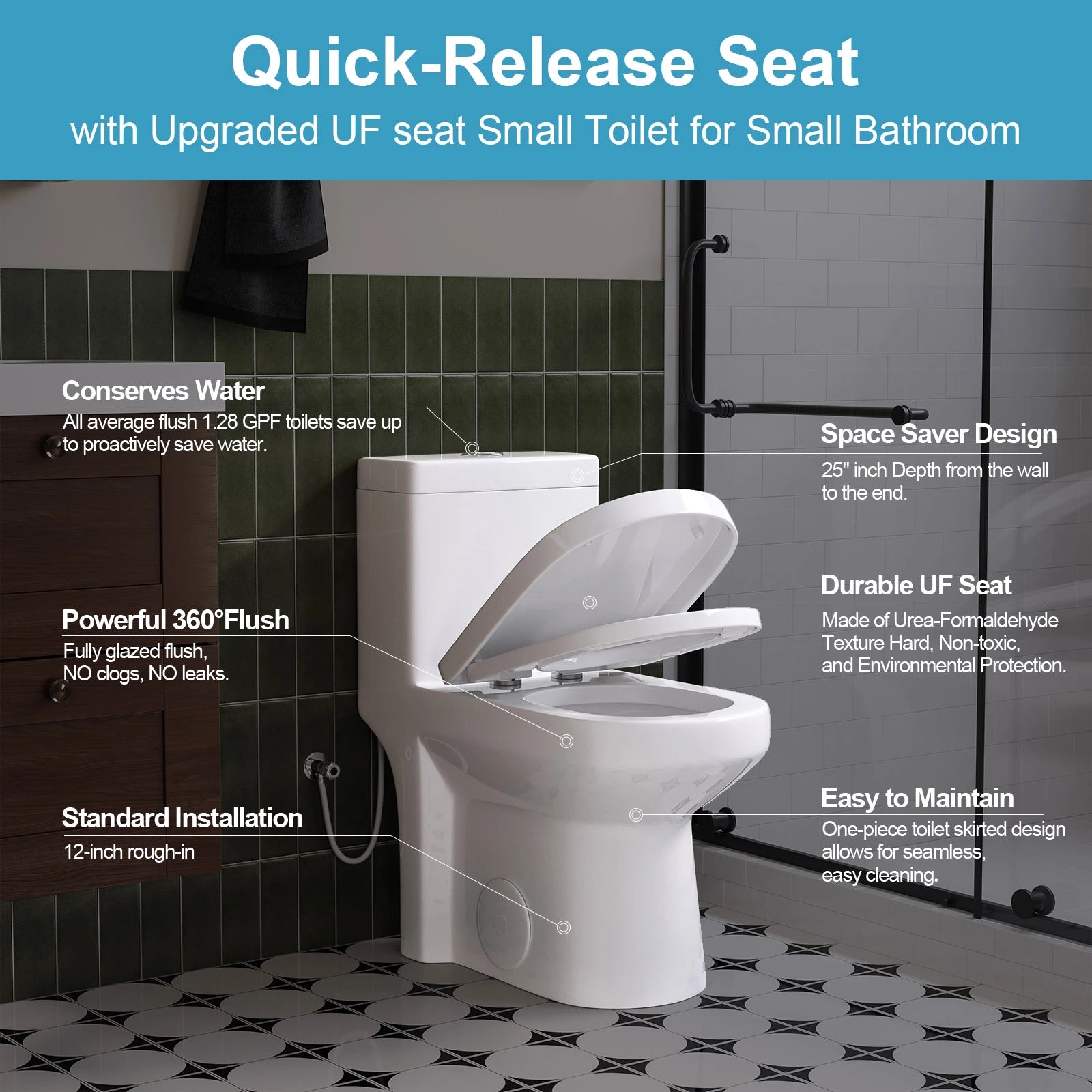 HOROW Compact Toilet For Small Bathroom Dual Flush Toilet Model 8733U