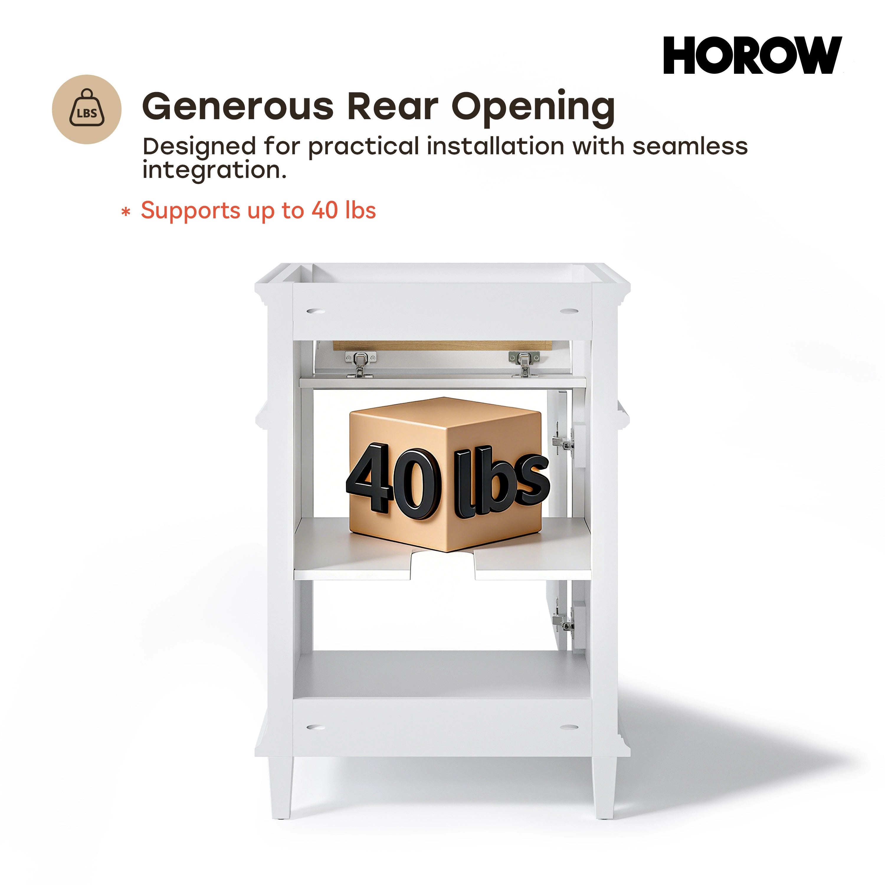 HOROW VNA Series Freestanding Bathroom Vanity with EVERSTONE Solid Surface Top – 24", 30", 36"
