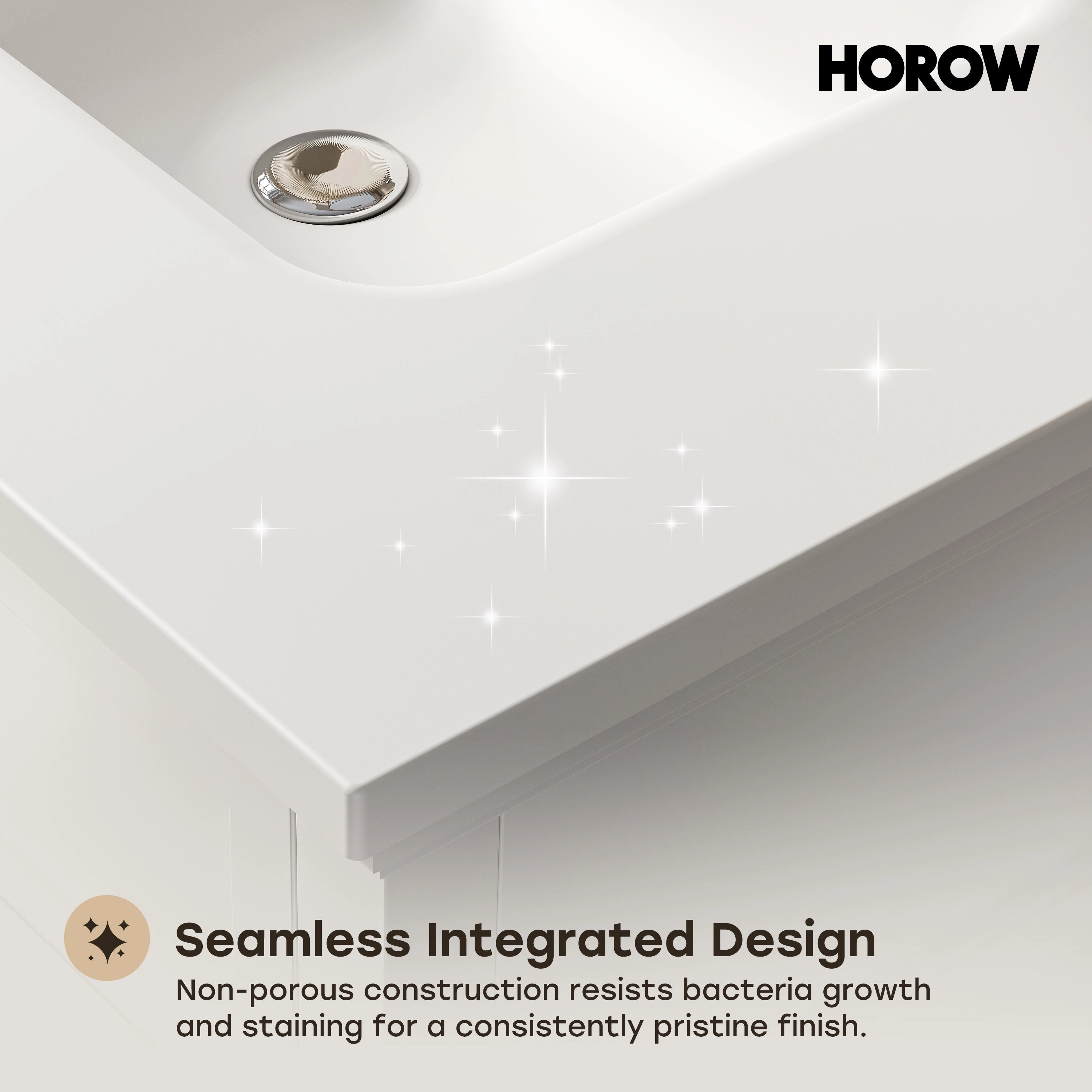 HOROW VNA Series Freestanding Bathroom Vanity with EVERSTONE Solid Surface Top – 24", 30", 36"