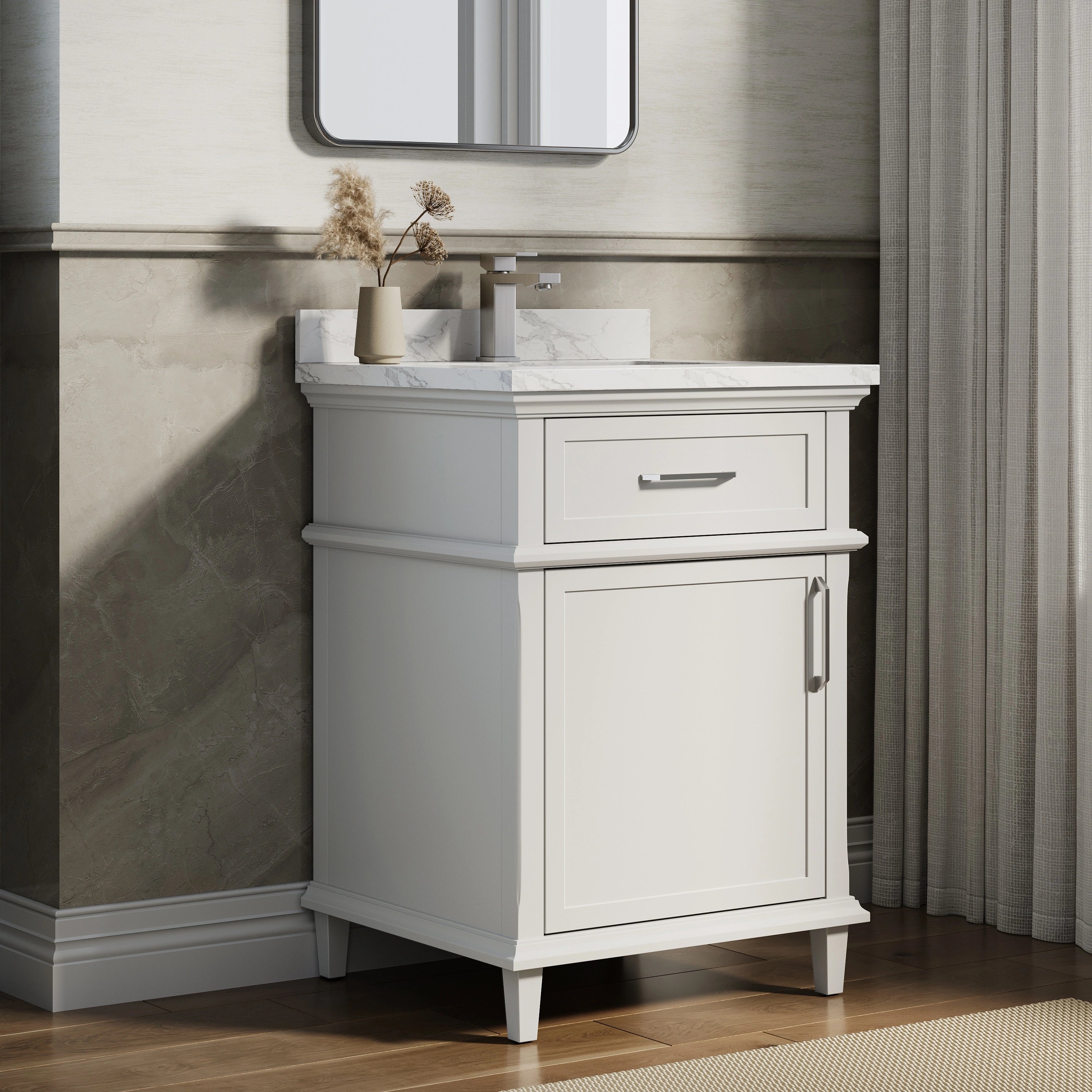 HOROW VNB Series Freestanding Bathroom Vanity with Cultured Marble Top | 24", 30" & 36" Sizes