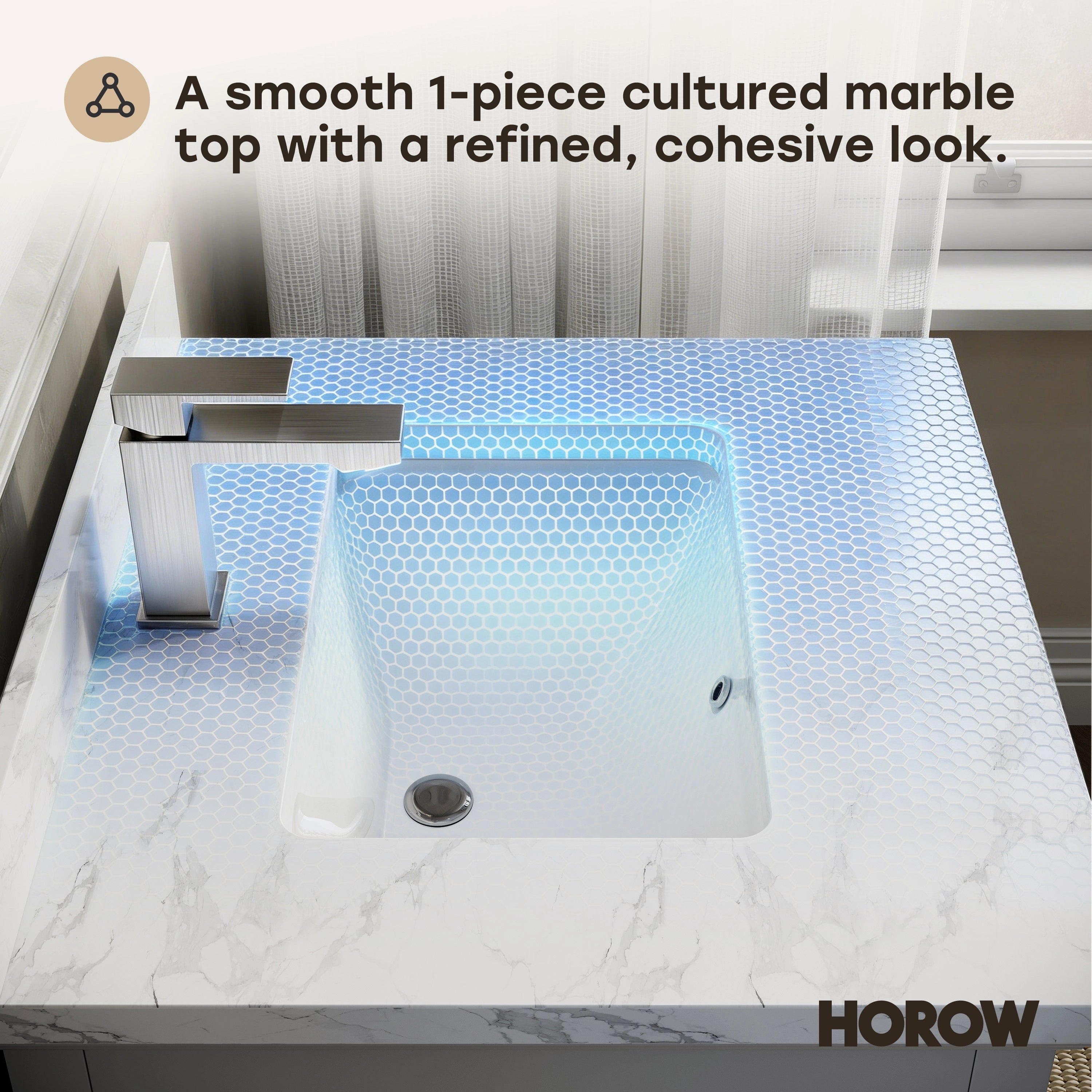 HOROW VNB Series Freestanding Bathroom Vanity with Cultured Marble Top | 24", 30" & 36" Sizes