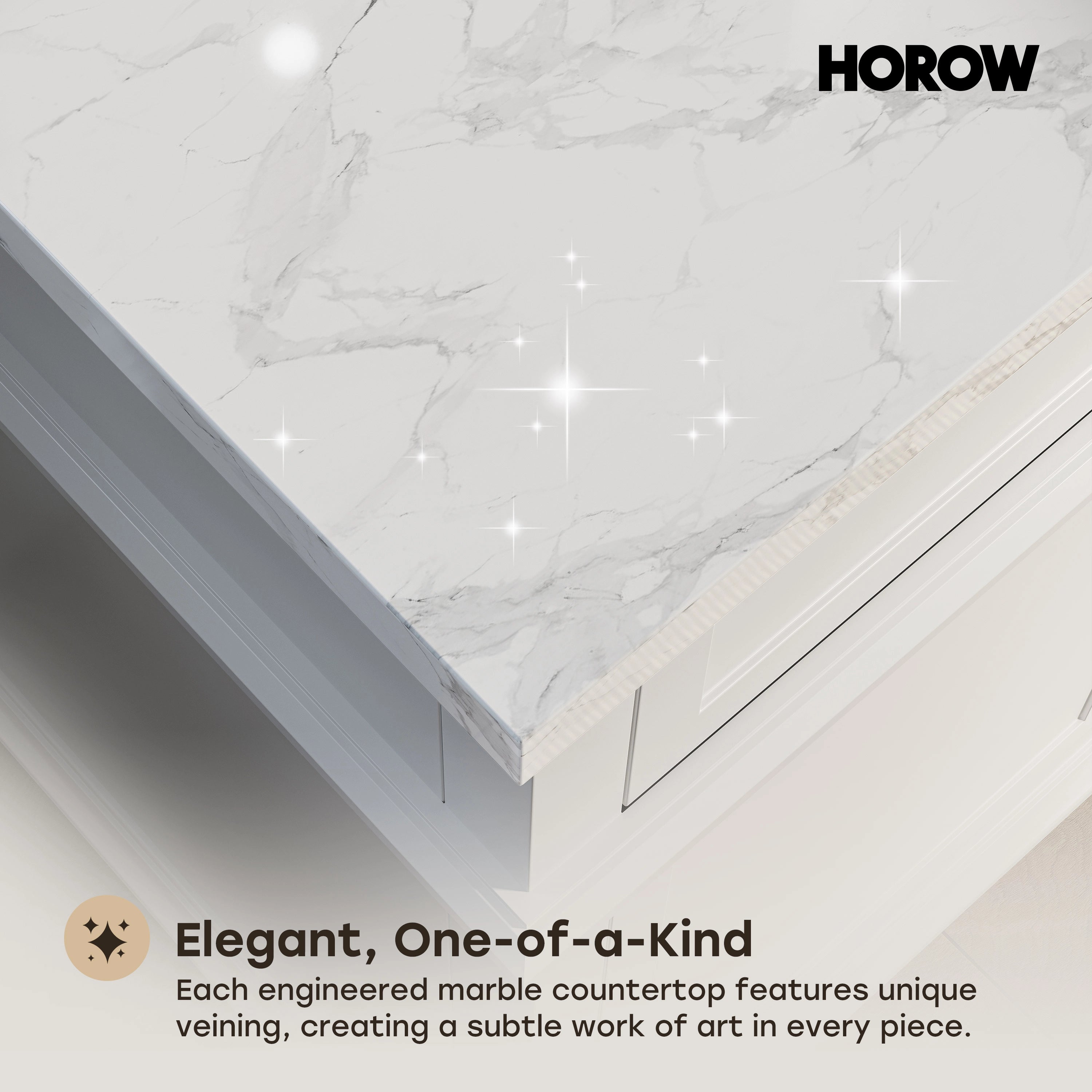 HOROW VNB Series Freestanding Bathroom Vanity with Cultured Marble Top | 24", 30" & 36" Sizes