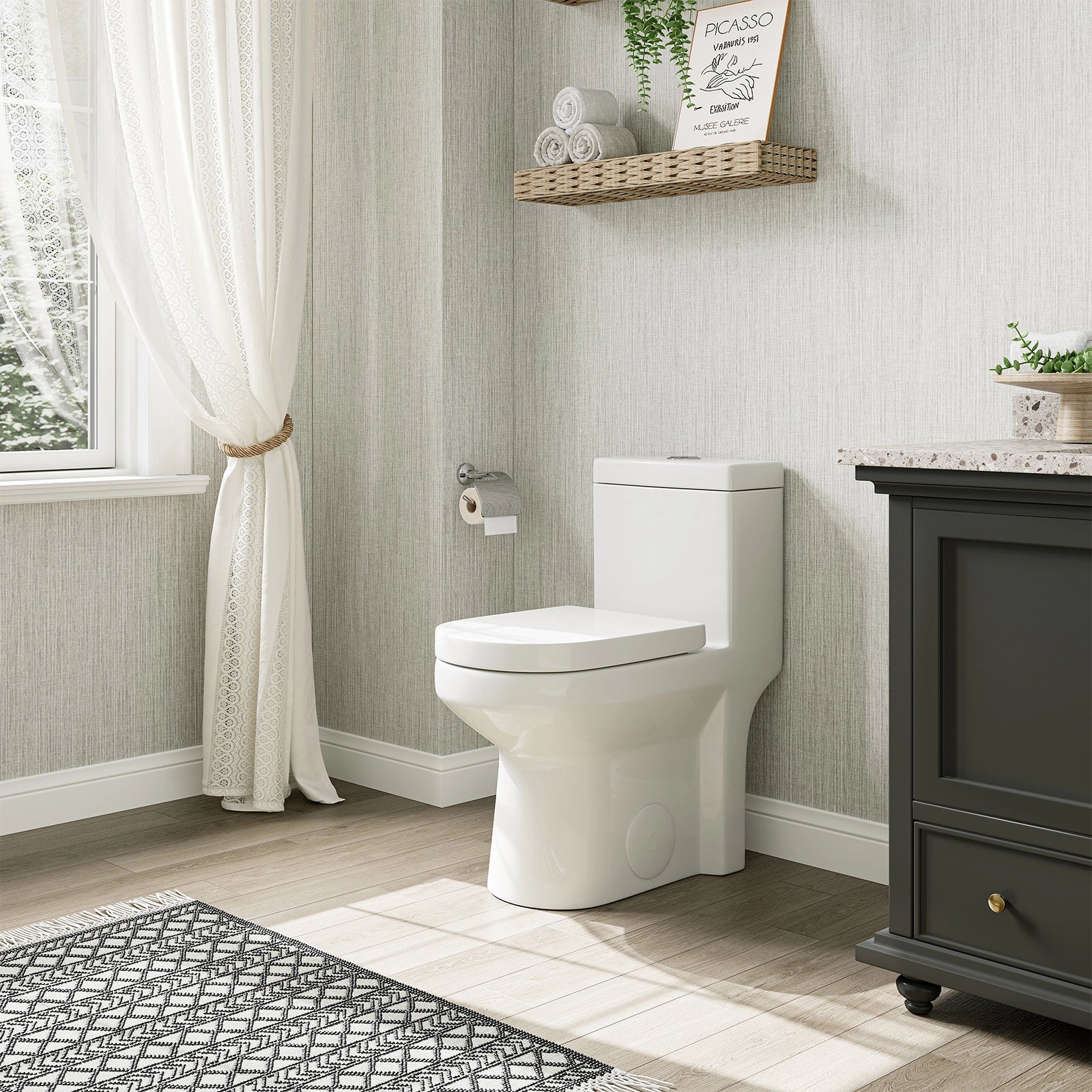 HOROW Small Toilet 1.28 GPF 10 Inch Rough In Toilet Model 8733-10