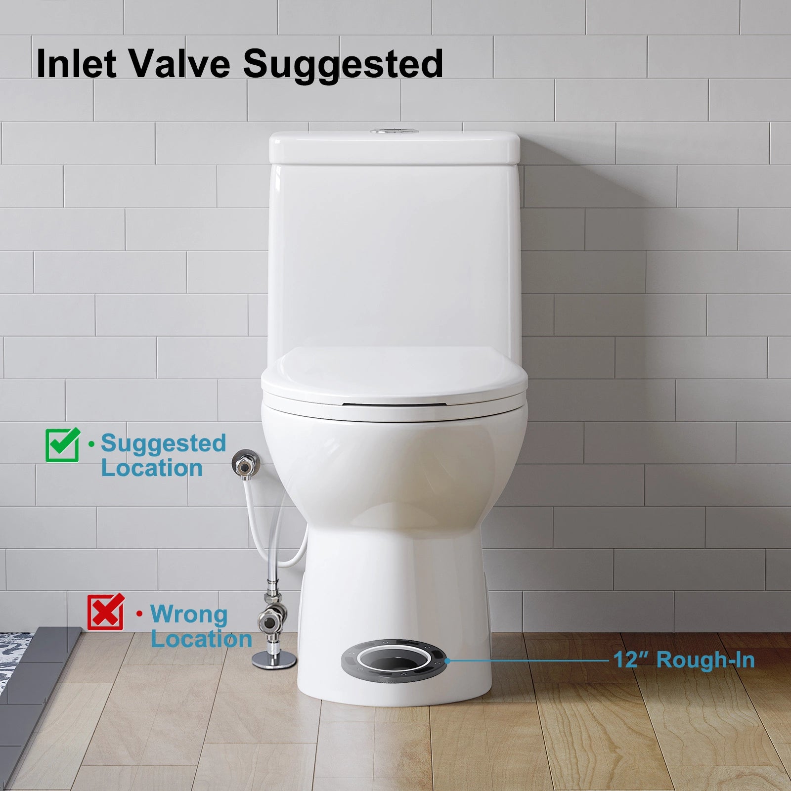 HOROW 12 Inch Rough In Toilet Dual Flush Elongated One Piece Toilet Model T0337W
