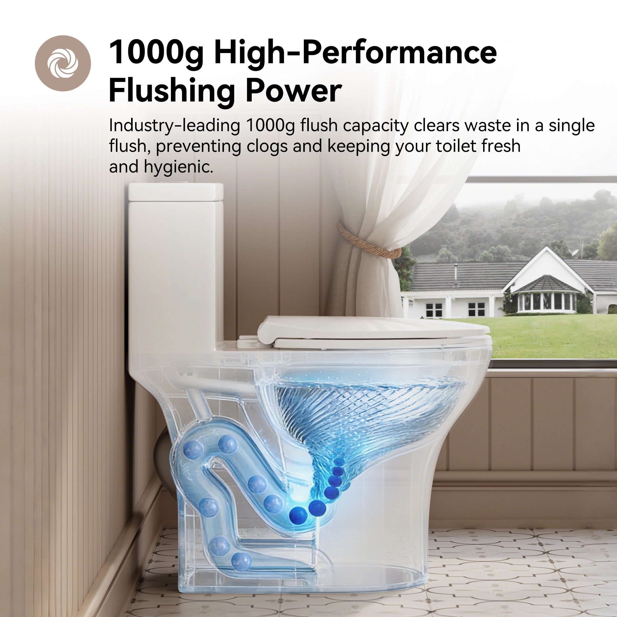 HOROW HR-T0357W One-Piece Toilet – 19" ADA Chair Height Dual Flush