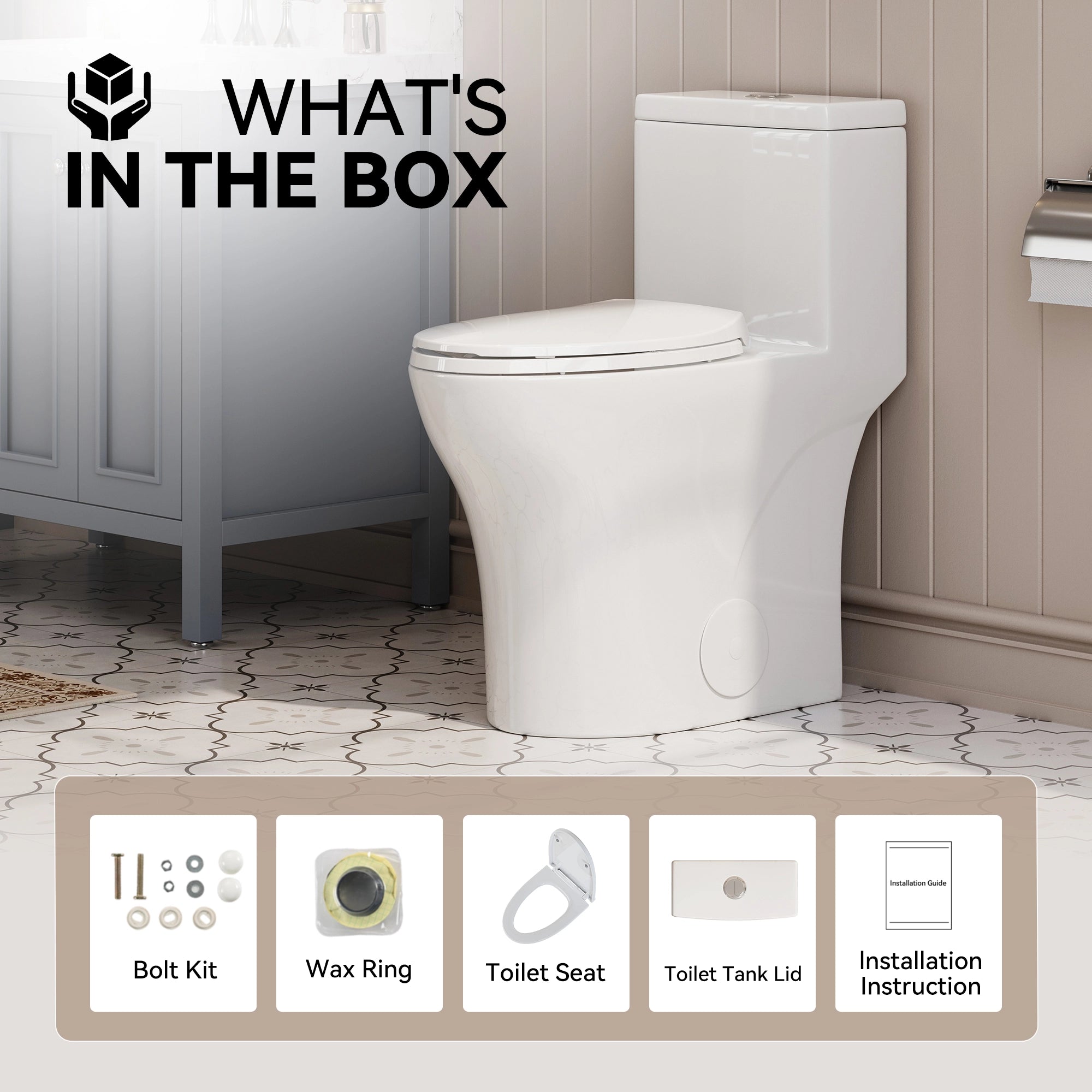 HOROW HR-T0357W One-Piece Toilet – 19" ADA Chair Height Dual Flush