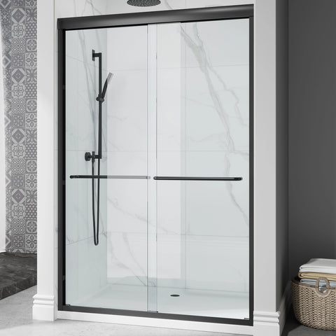 Matte Black Double Sliding Shower Door HR4872-MB | 1/4