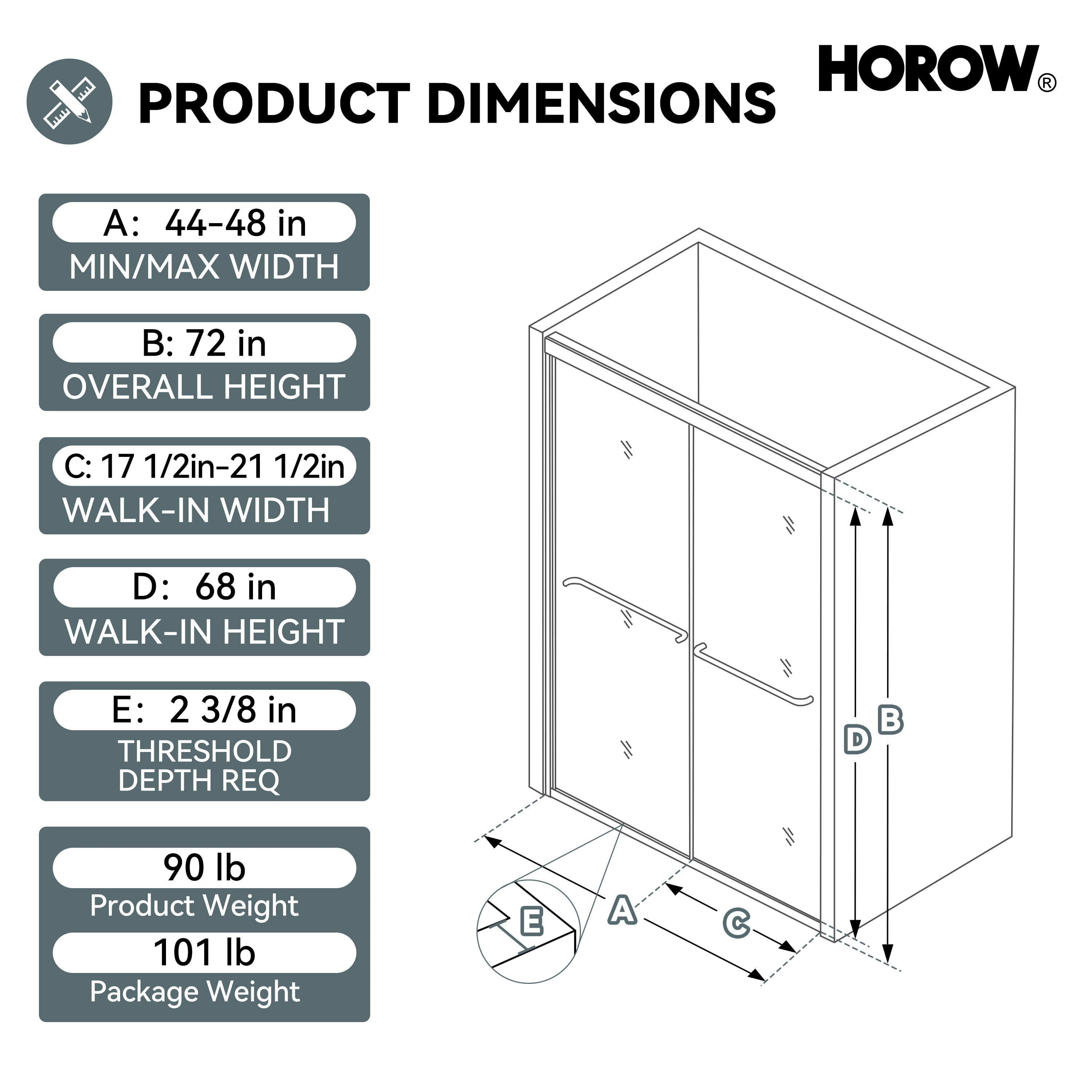 Matte Black Double Sliding Shower Door – Model HR4872-MB, 1/4" Thick Glass