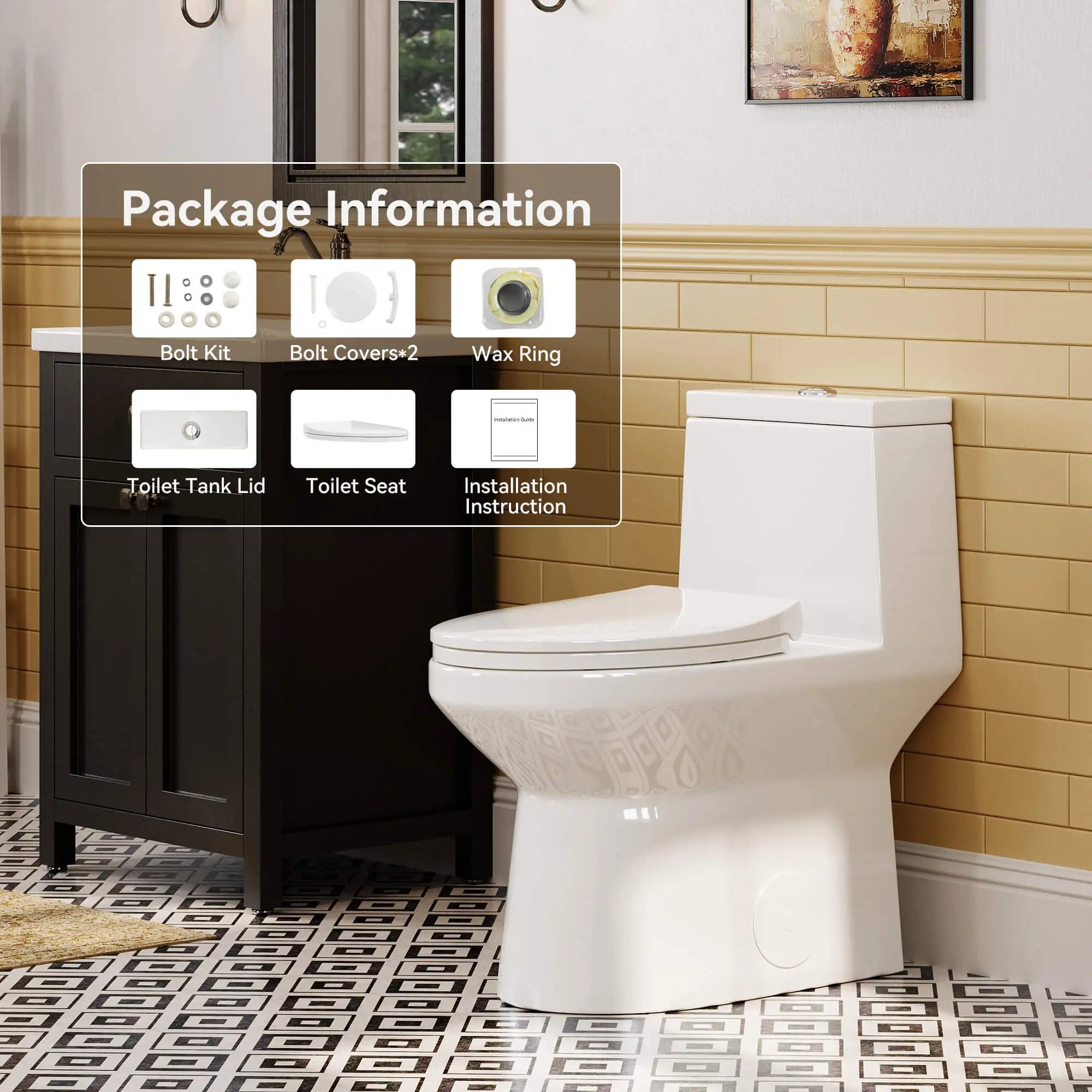 HOROW HWMT-138-10 One-Piece Toilet – ADA Dual Flush 10" Rough-In
