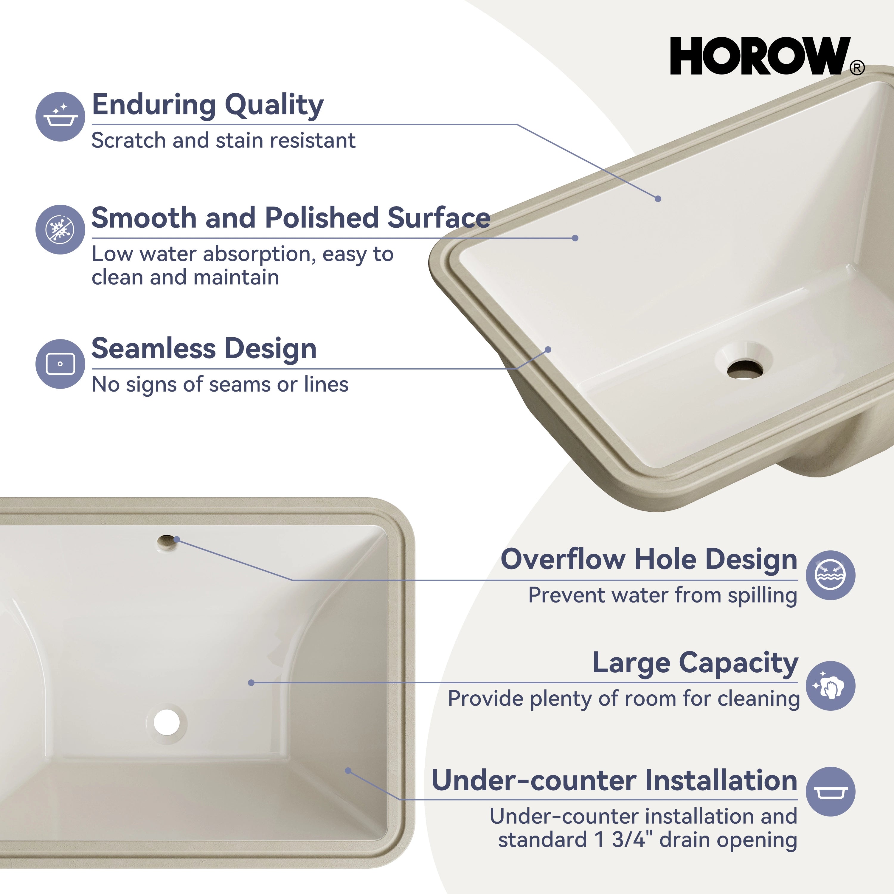 Bisque Under-Counter Bathroom Sink – Model HWTP-S5138D-BC