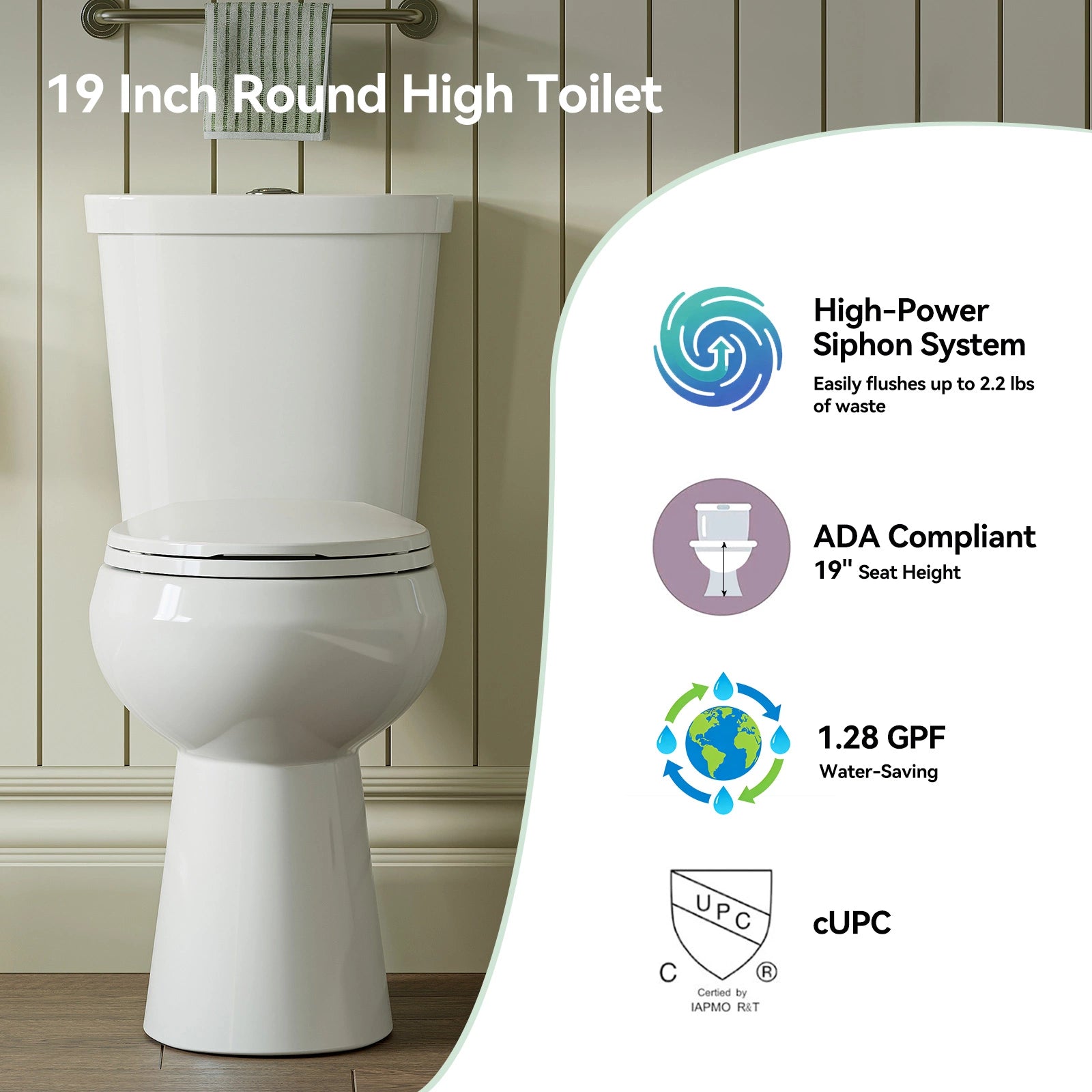 Two Piece Toilet with Dual Flush and Round Bowl Model HWTT- R02D