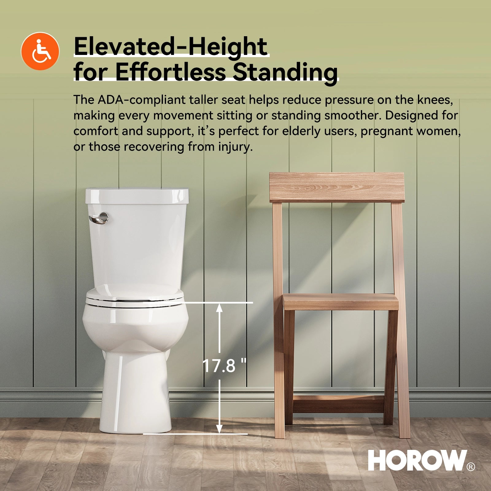 HOROW HWTT-E06S 2-Piece Toilet ADA 1.0 GPF Elongated Flush