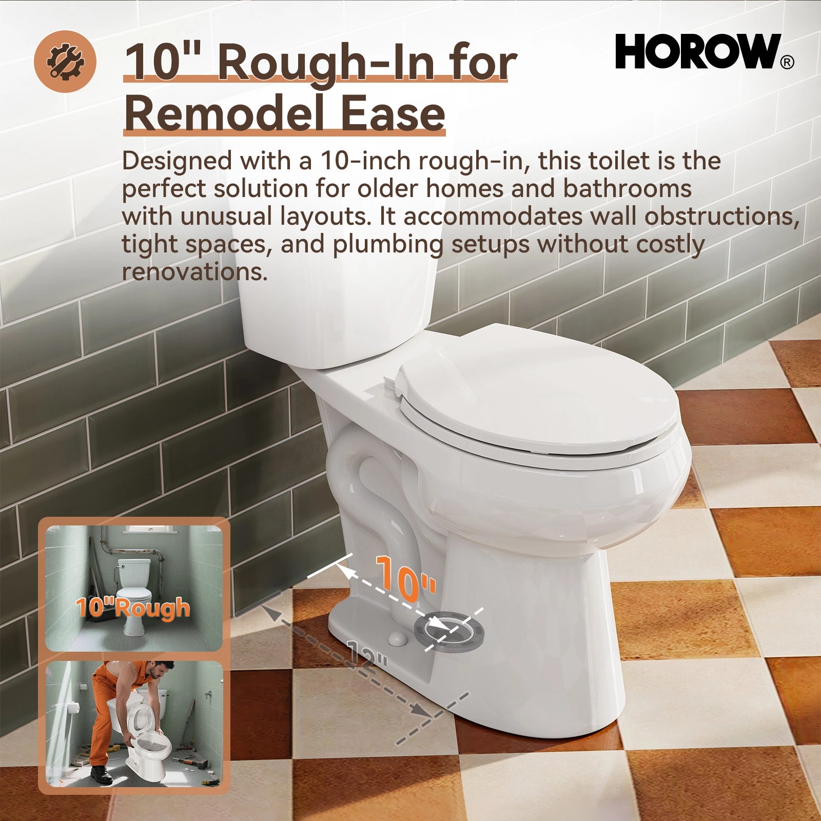 2 Piece Toilet with Single Flush and Round Bowl – Model HWTT-R01S10