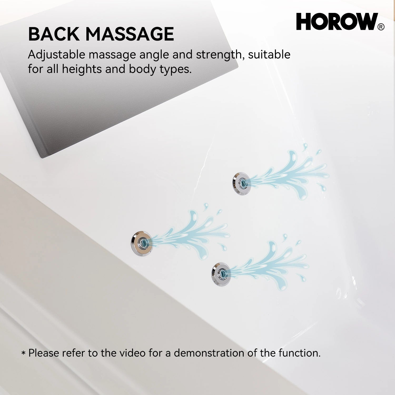 HOROW M59-R 59" Acrylic Massage Bathtub with Right Drain