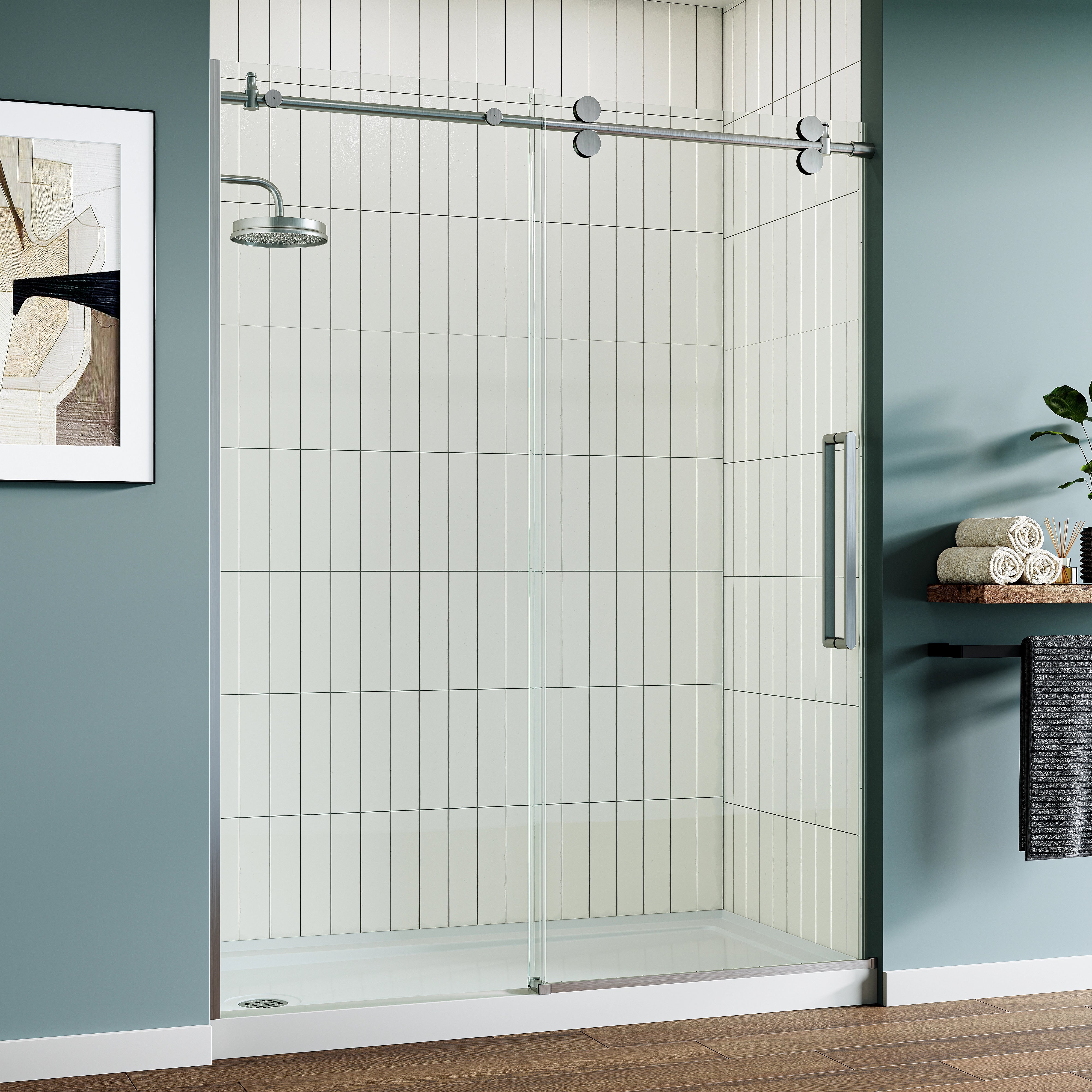 HOROW MI6076-BN Frameless Shower Door Brushed Nickel HOROW MI6076-BN Frameless Shower Door Brushed Nickel