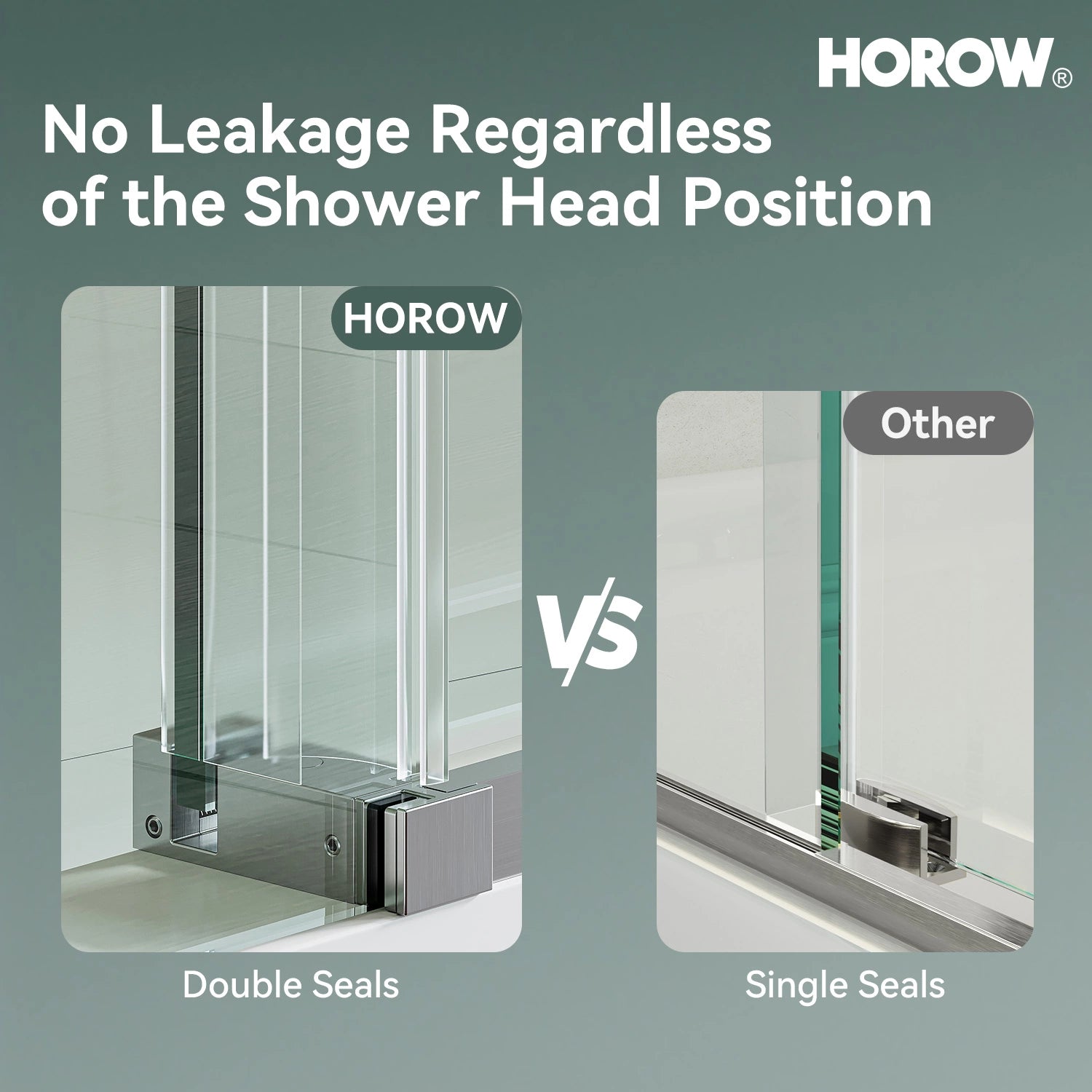 HOROW MI6076-BN 60" Frameless Glass Shower Door in Brushed Nickel