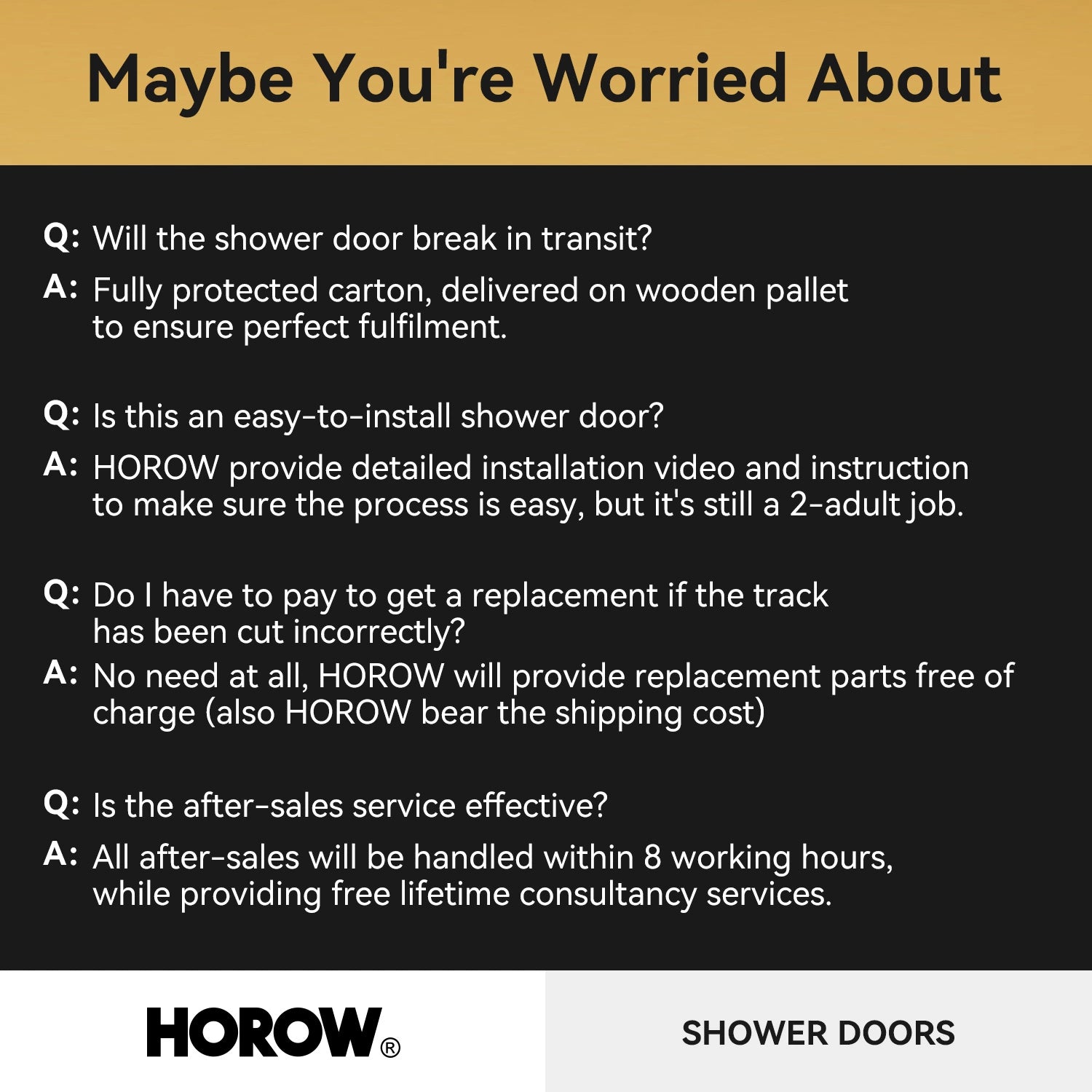 HOROW MI6076-BN 60" Frameless Glass Shower Door in Brushed Nickel