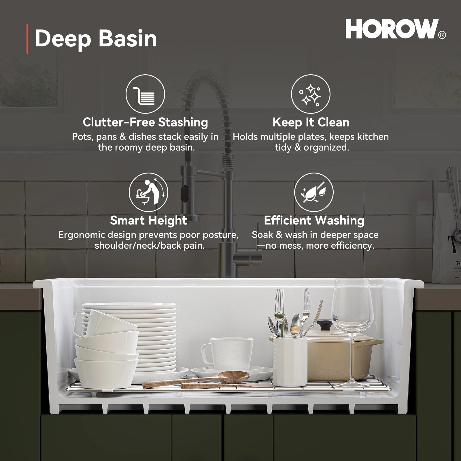 30 Inch Top Mount Kitchen Sink with Drainboard – Creamic Single Bowl