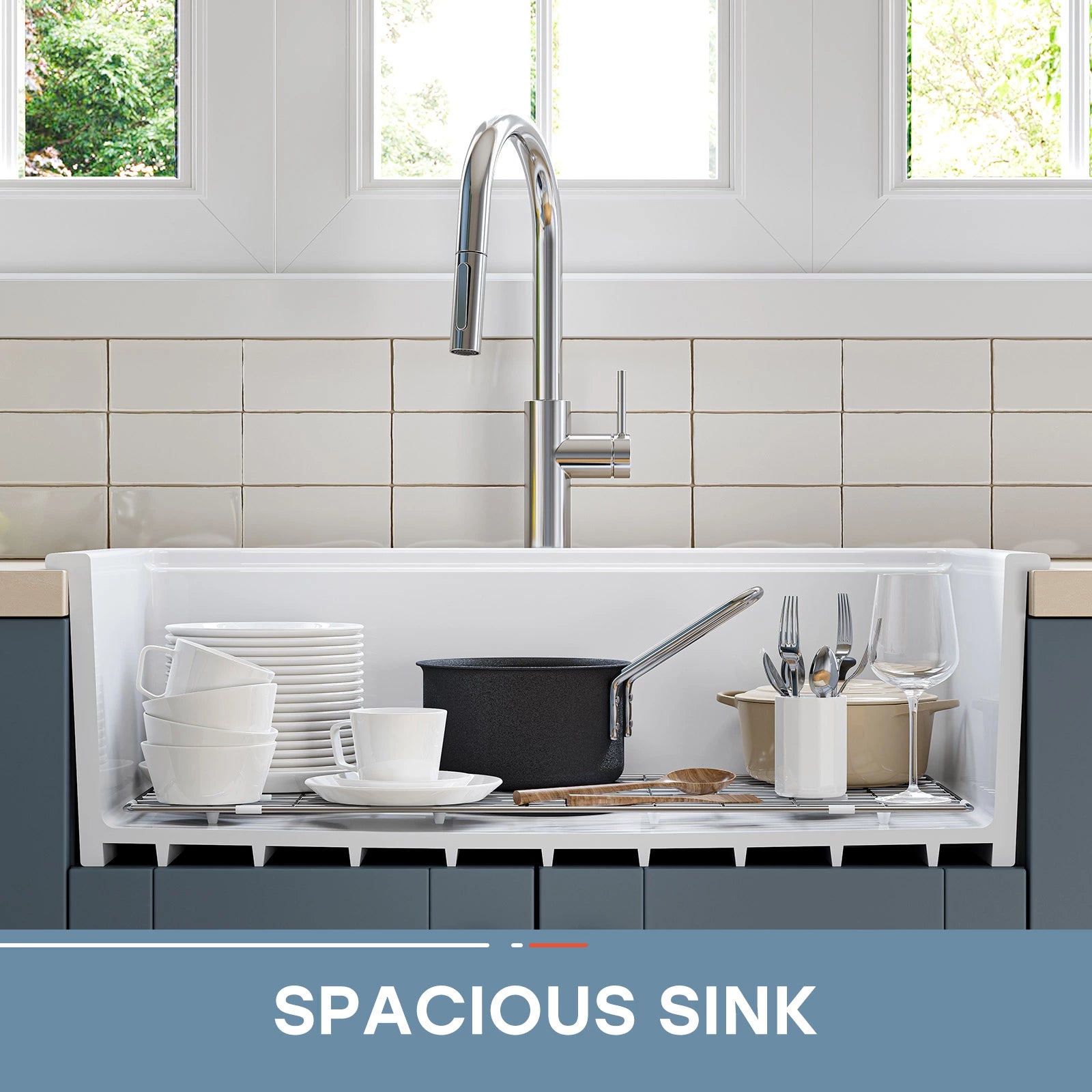 33 Inch Ceramic Overmount Kitchen Sink – Durable & Stylish Design