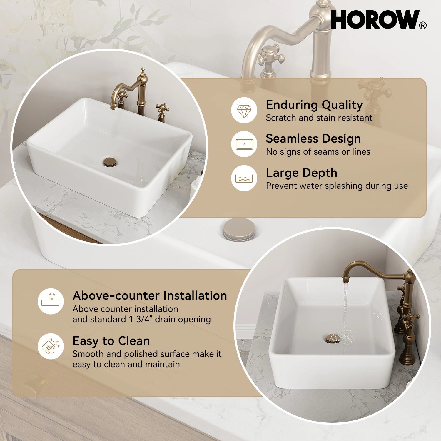 Rectangular Vessel Sink with Above Counter Model S4837W