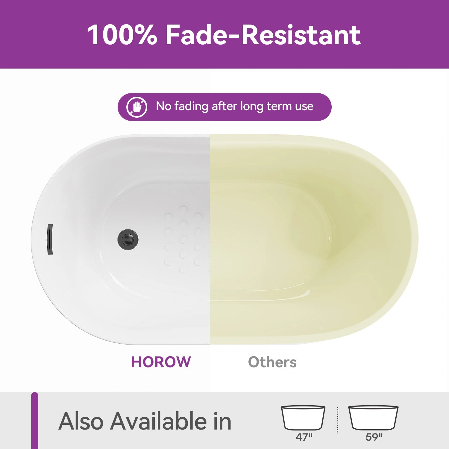 HOROW TU47-MBN-A 1.2M Acrylic Freestanding Tub with Black Hardware