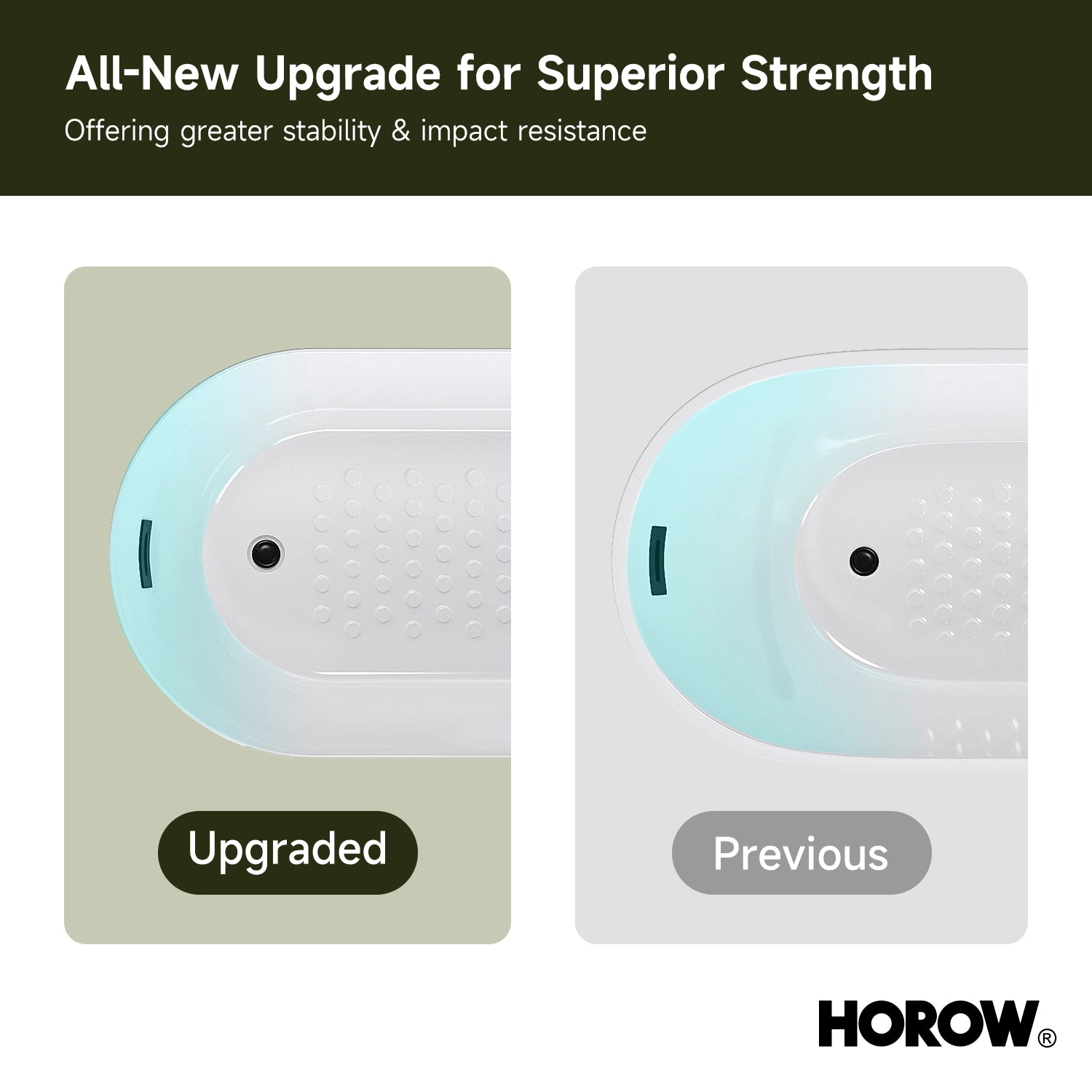 HOROW TU59-MBN-A 59" Matte Black Acrylic Freestanding Bathtub with Side Drain