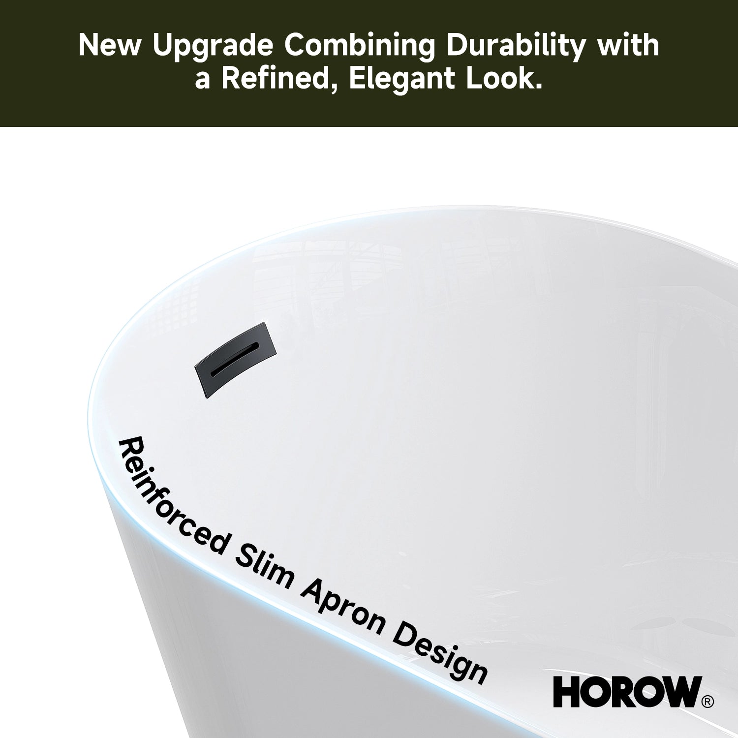 HOROW TU59-MBN-A 59" Matte Black Acrylic Freestanding Bathtub with Side Drain