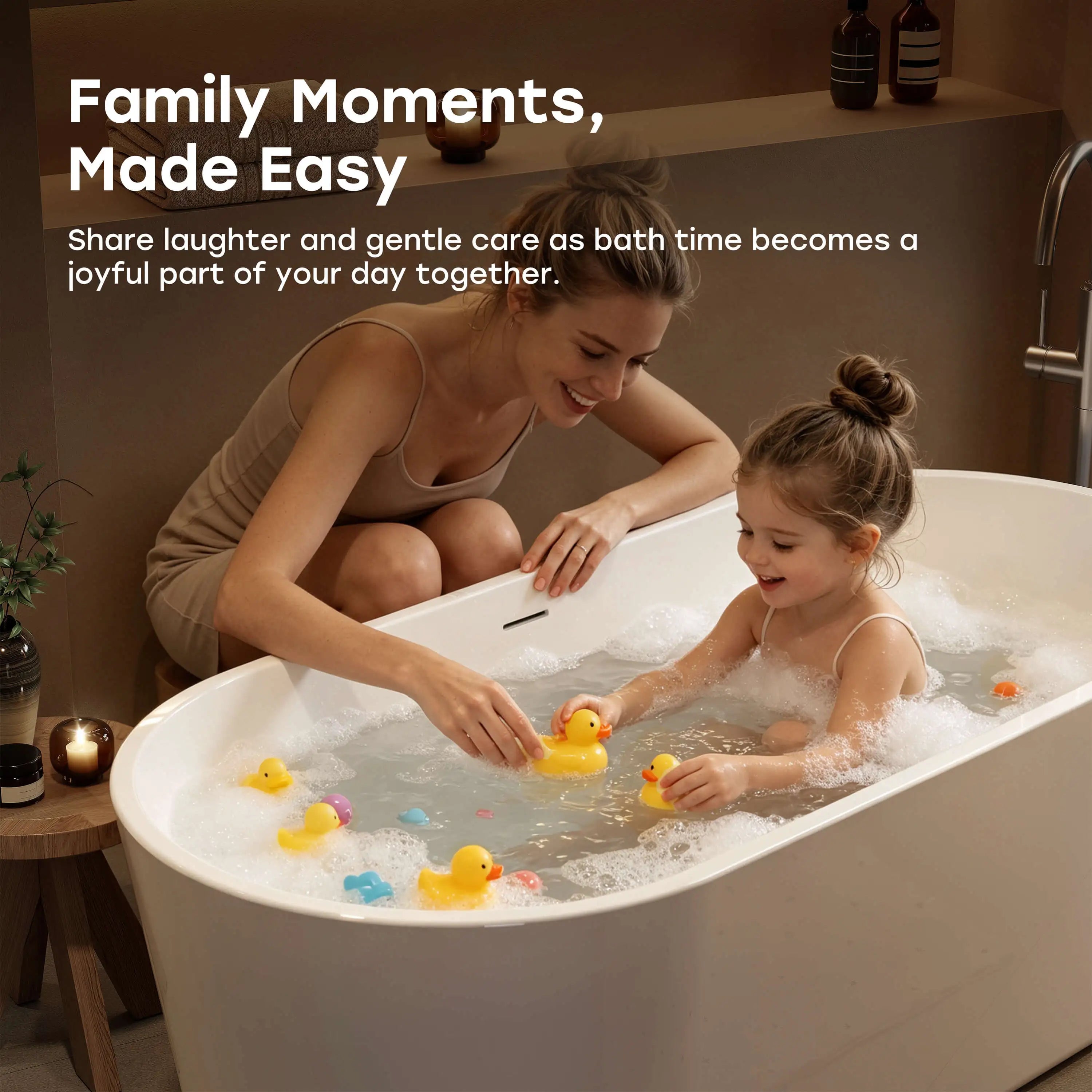 HOROW TU67-MW-OF 67" Acrylic Deep Soaking Bathtub with Premium Thickened Sealant