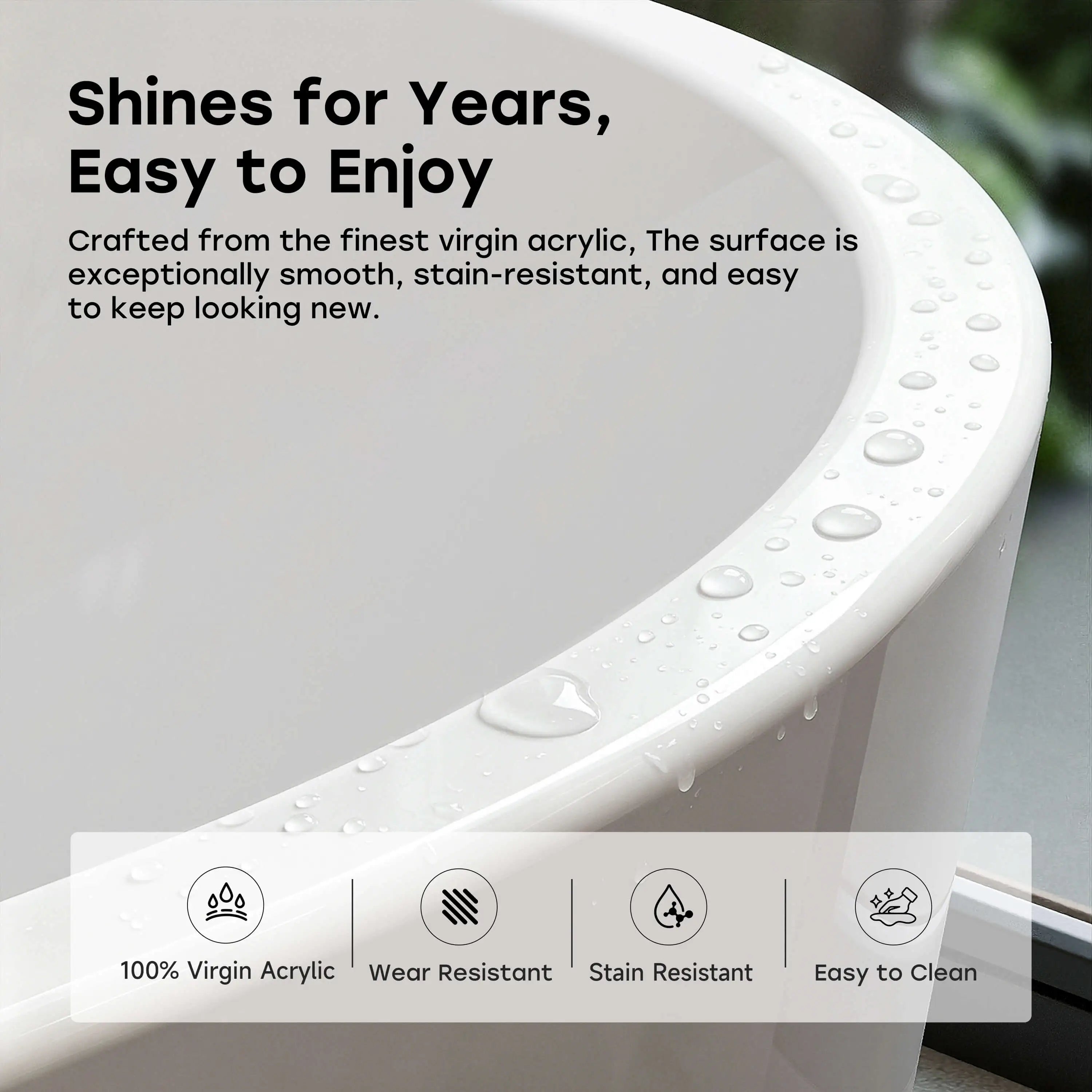 HOROW TU67-MW-OF 67" Acrylic Deep Soaking Bathtub with Premium Thickened Sealant